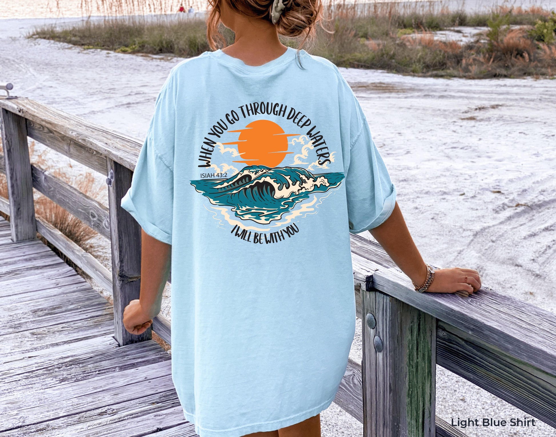 When You Go Through Deep Waters Sweatshirt, Trendy Bible Verse Hoodie For God Lover, Religious T-Shirt, Aesthetic Church Day Gift