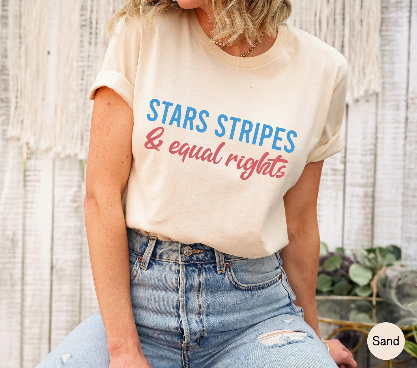 Stars Stripes And Equal Rights Shirt, Funny 4th Of July Sweatshirt, Women's Memorial Day Shirt, Girls Feminist Shirt, Political Tshirt
