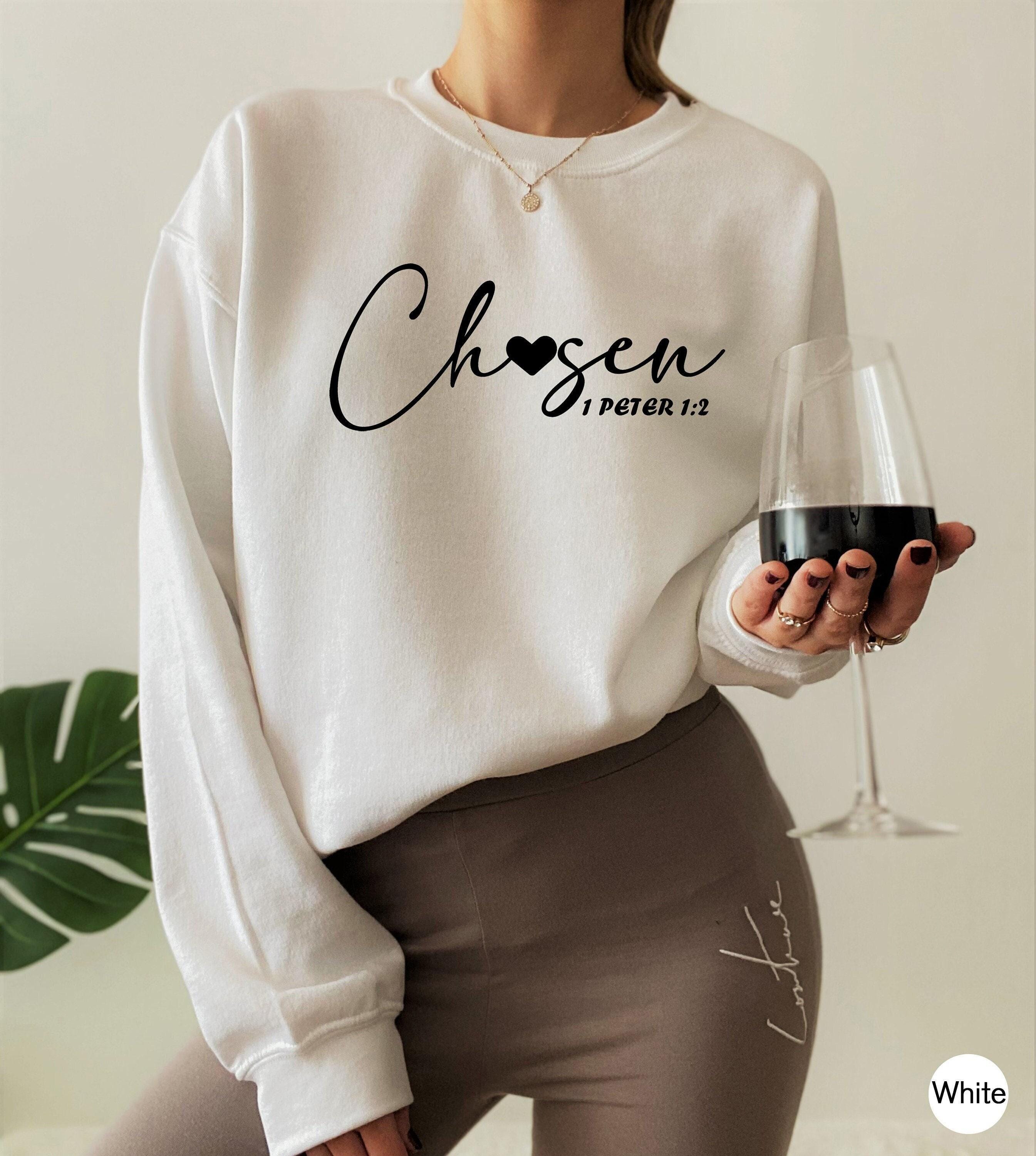 Chosen Shirt, Cute Christian Sweatshirt, Women's Religious Shirt, Bible Verse Hoodie, Faith Tshirt, Christian Gifts, Cat