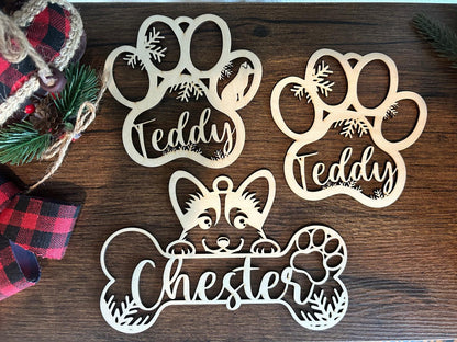 Personalized Dog Paw Ornament, Custom Dog with Name Christmas Ornament, Pet Memorial 2024 Ornament, Custom  Christmas Tree Decor
