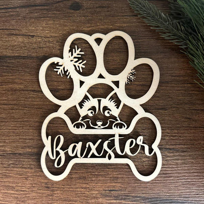 Personalized Dog Paw Ornament, Custom Dog with Name Christmas Ornament, Pet Memorial 2024 Ornament, Custom  Christmas Tree Decor