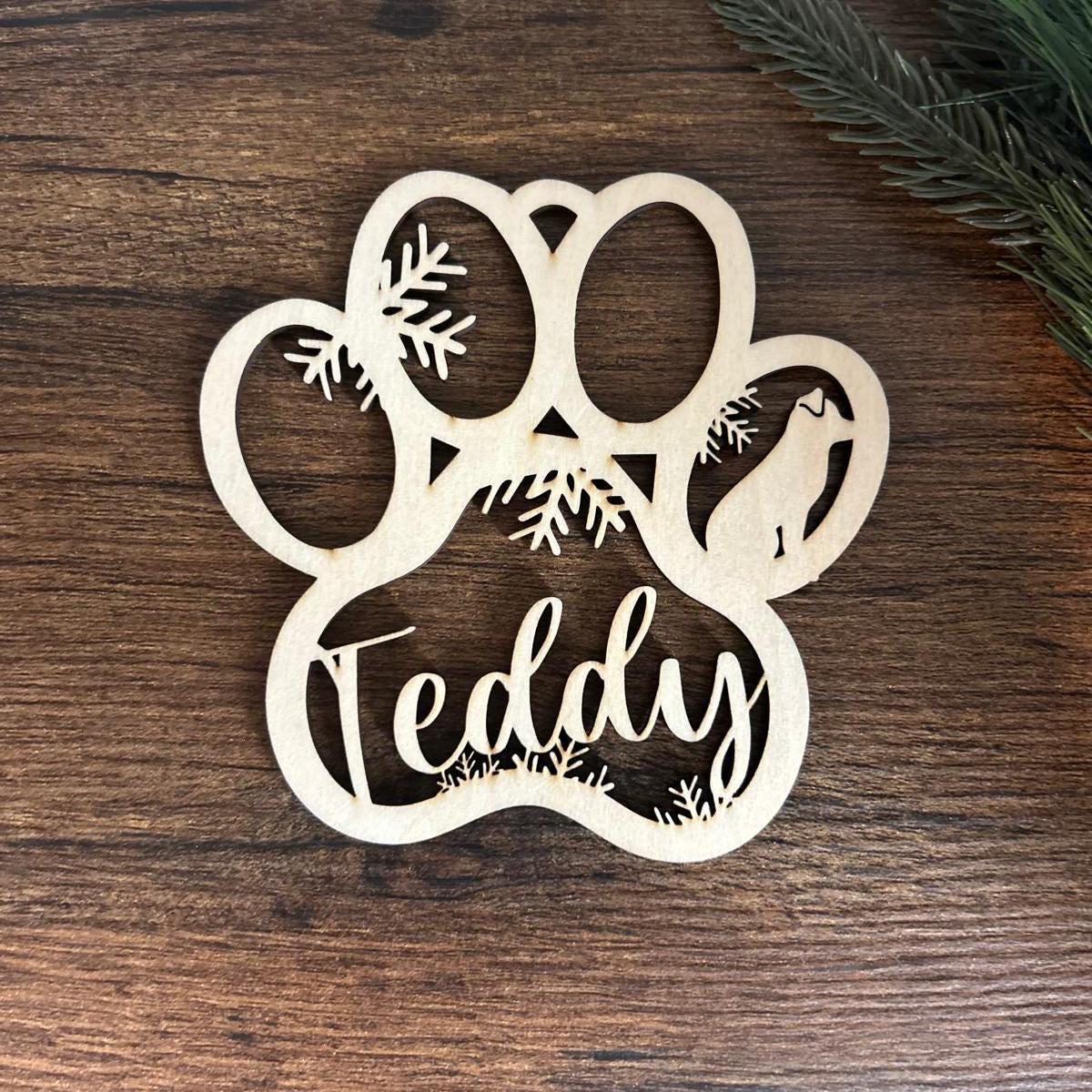 Personalized Dog Paw Ornament, Custom Dog with Name Christmas Ornament, Pet Memorial 2024 Ornament, Custom  Christmas Tree Decor