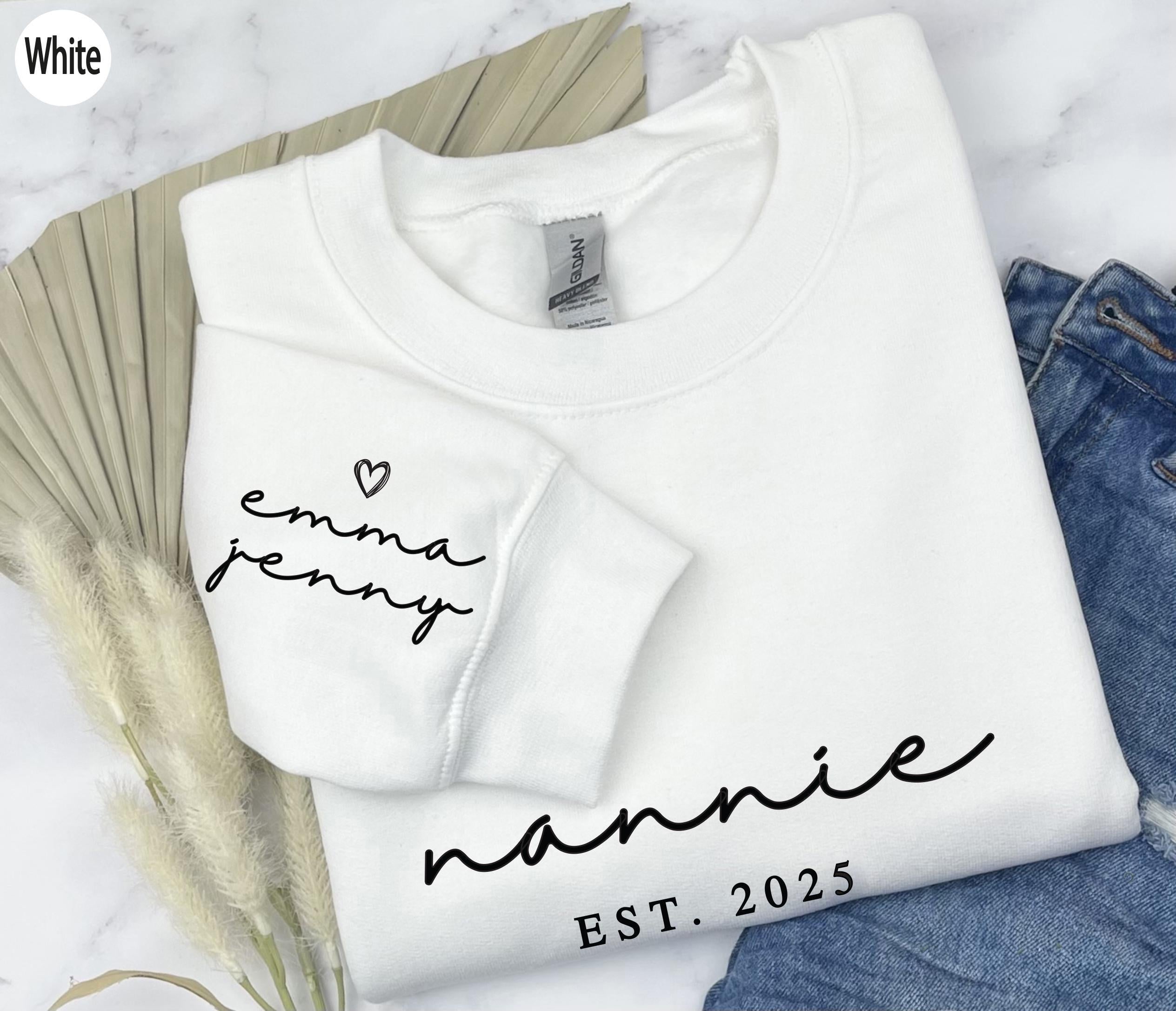Custom Nannie Est Sweatshirt, Personalized Granny Hoodie With Grandkids Names, New Nanny Shirt, Birthday Gift For Grandm