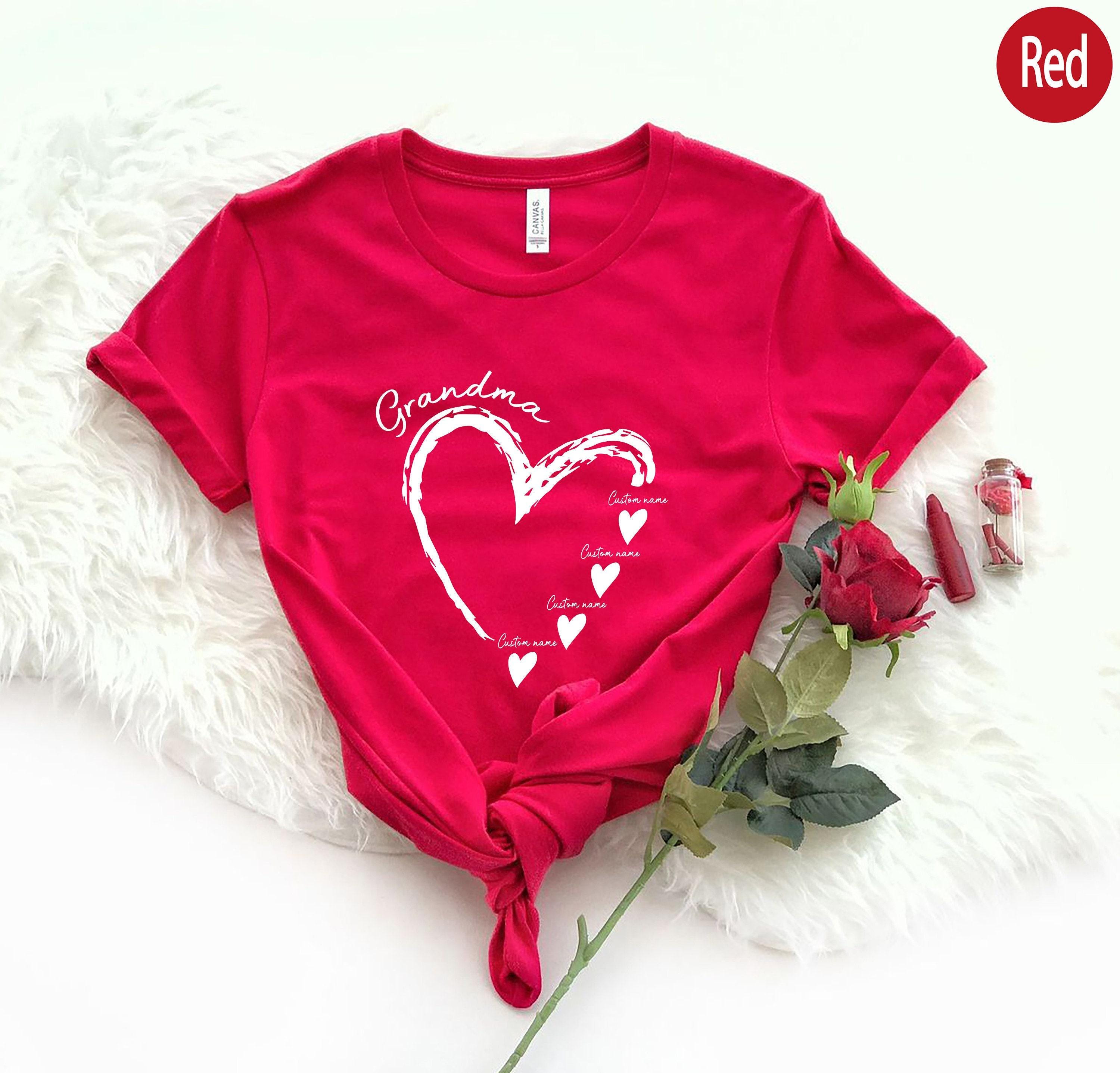 Customized Grandma Love Shirt, Funny Custom New Grandma Shirt, Trendy Personalized Grandchild's Name Heart Hoodie, Cute 