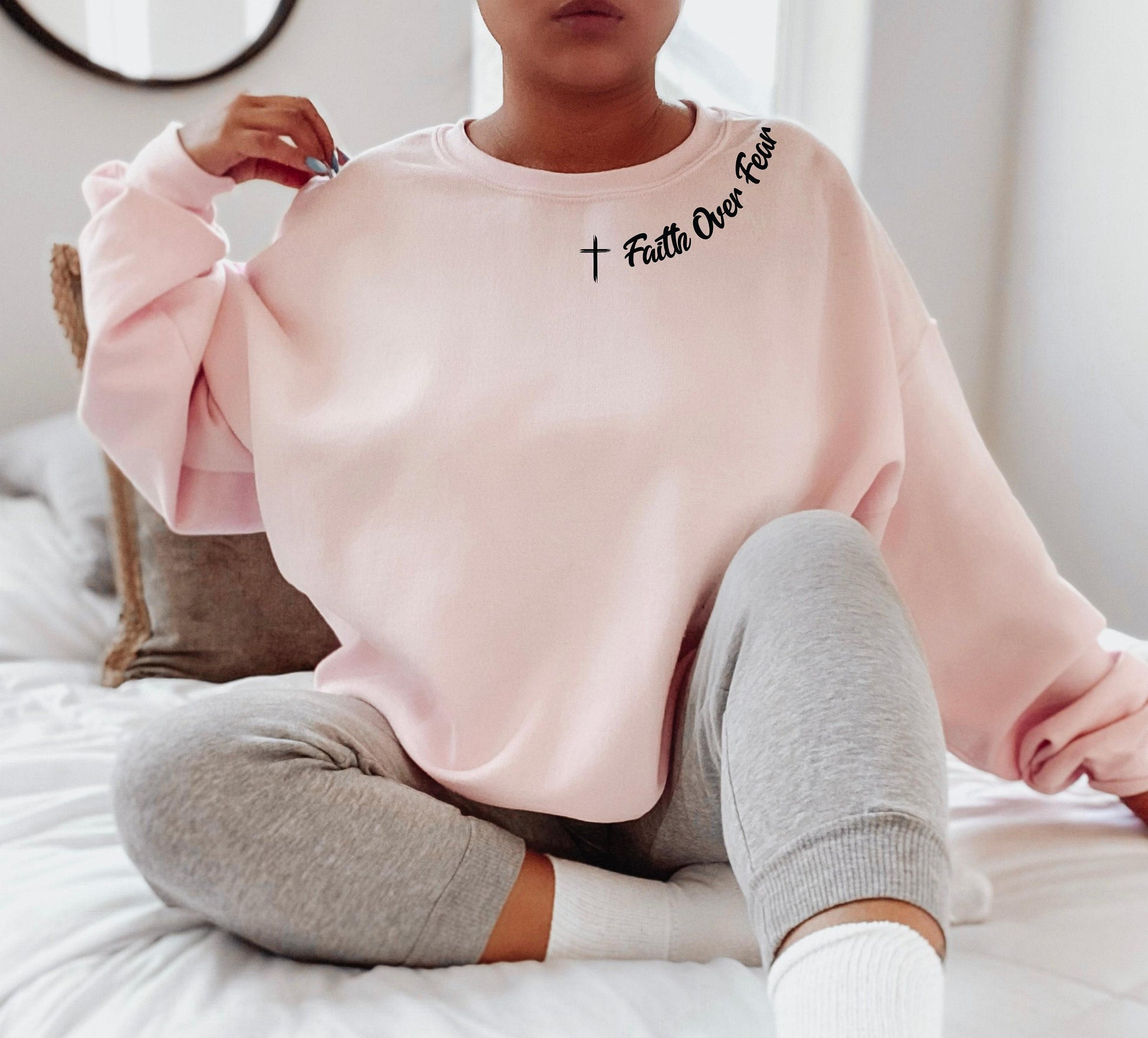 Christian Sweatshirt, Faith Over Fear Psalms 18:06 Shirt, Bible Verse Shirt, Religious Shirts, Faith Hoodie, Church Tee,Christian Gift