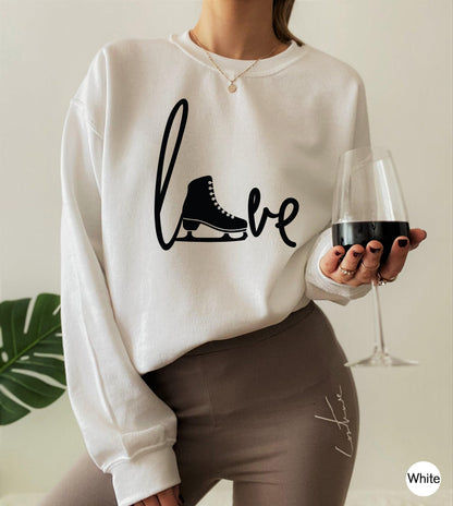 Ice Skating Sweatshirt, Love Skating Shirt, Women's Ice Skating Hoodie, Trendy Ice Skater Shirt, Ice Skating Gift, Skating Graphic Tee