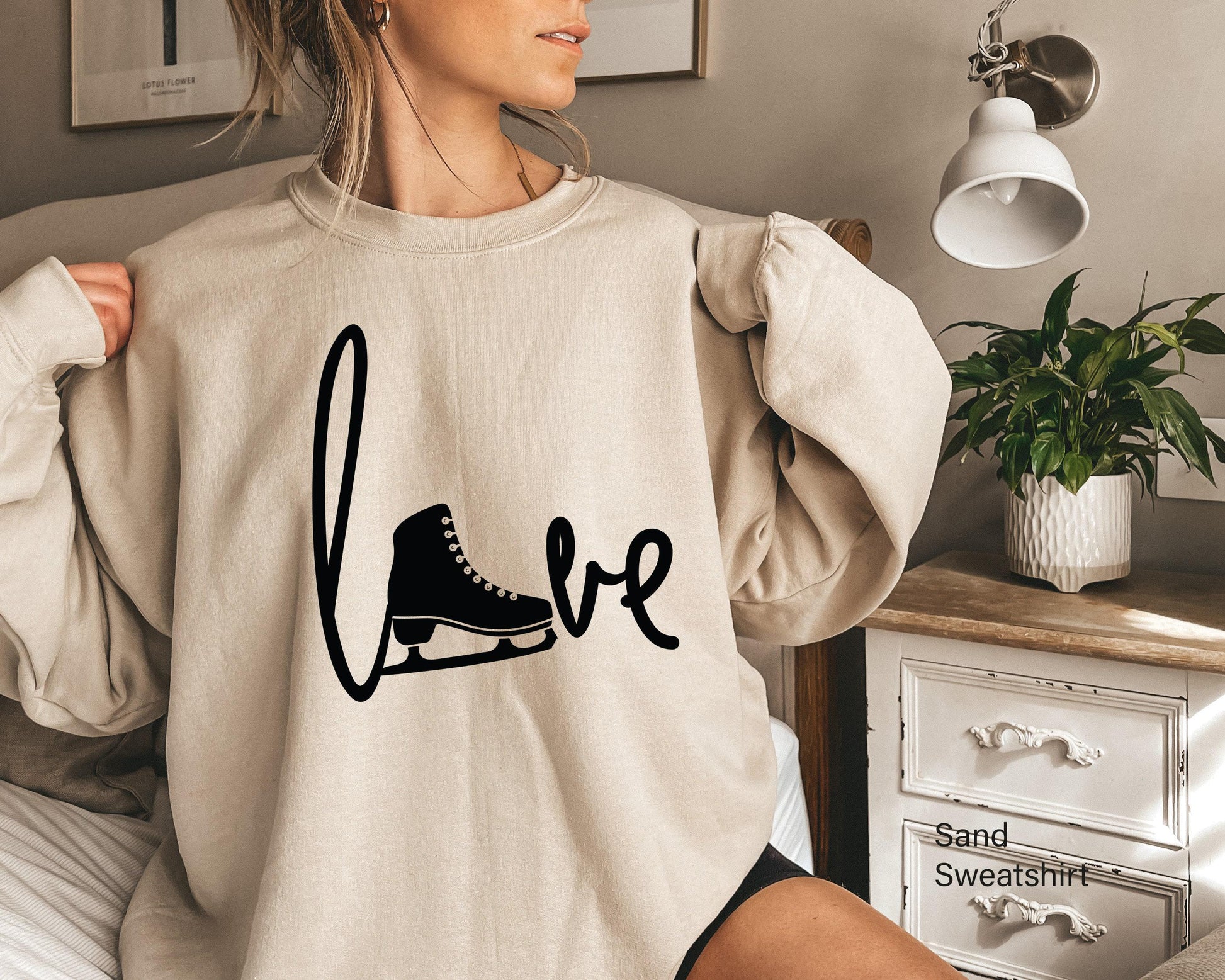 Ice Skating Sweatshirt, Love Skating Shirt, Women's Ice Skating Hoodie, Trendy Ice Skater Shirt, Ice Skating Gift, Skating Graphic Tee