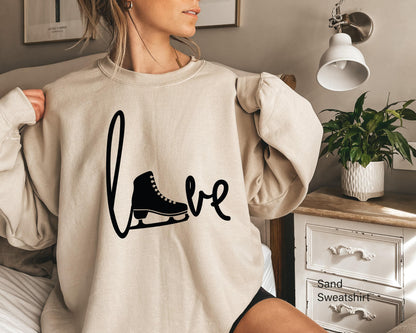 Ice Skating Sweatshirt, Love Skating Shirt, Women's Ice Skating Hoodie, Trendy Ice Skater Shirt, Ice Skating Gift, Skating Graphic Tee