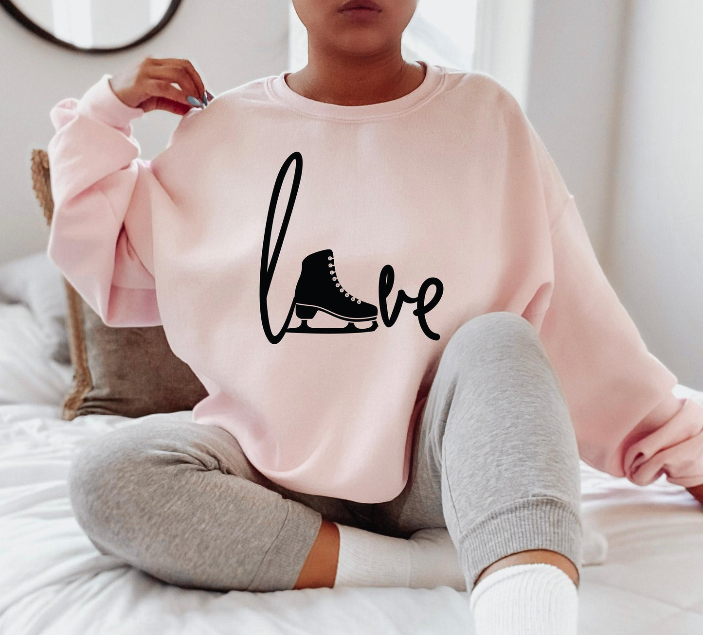 Ice Skating Sweatshirt, Love Skating Shirt, Women's Ice Skating Hoodie, Trendy Ice Skater Shirt, Ice Skating Gift, Skating Graphic Tee