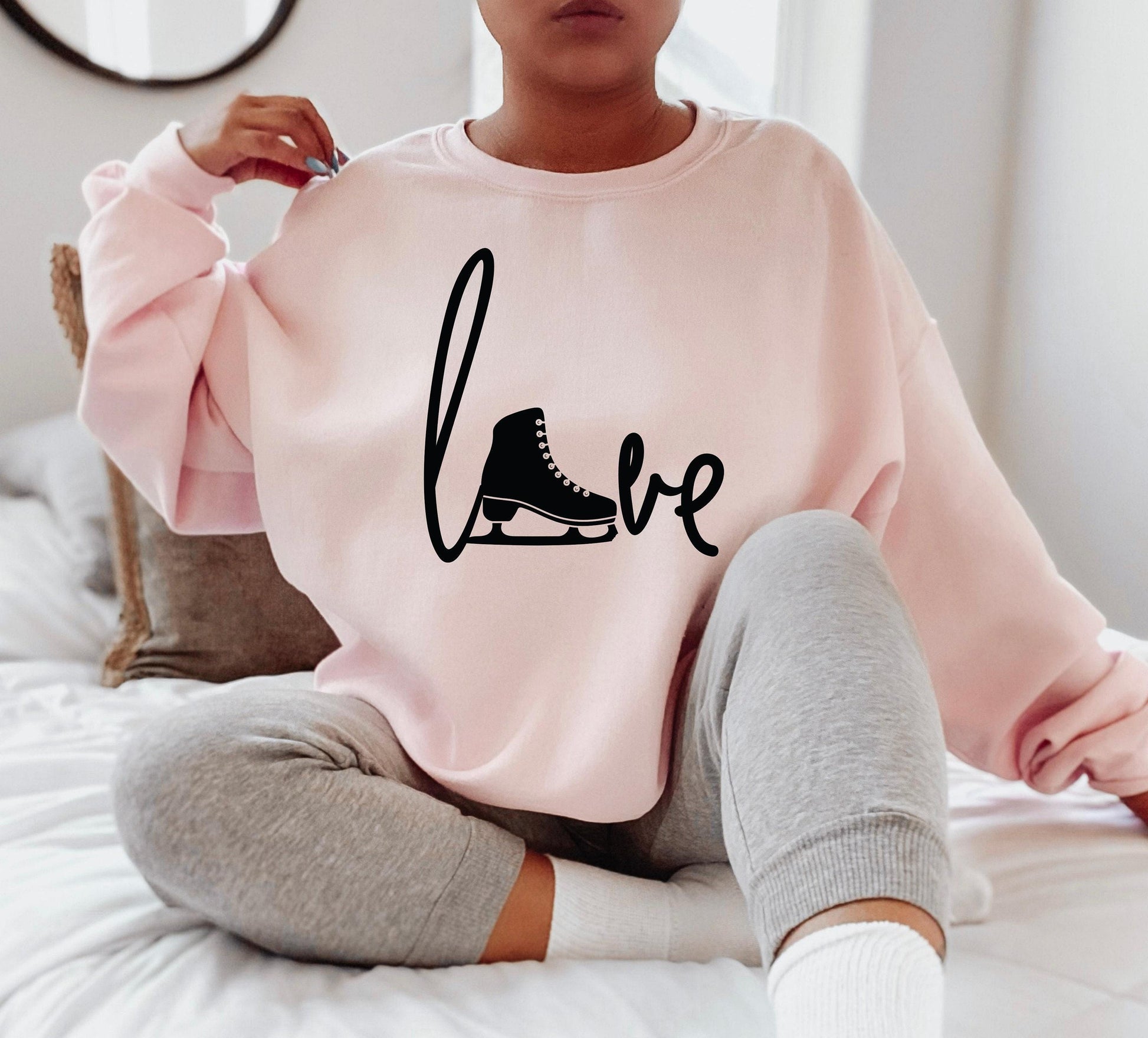 Ice Skating Sweatshirt, Love Skating Shirt, Women's Ice Skating Hoodie, Trendy Ice Skater Shirt, Ice Skating Gift, Skating Graphic Tee