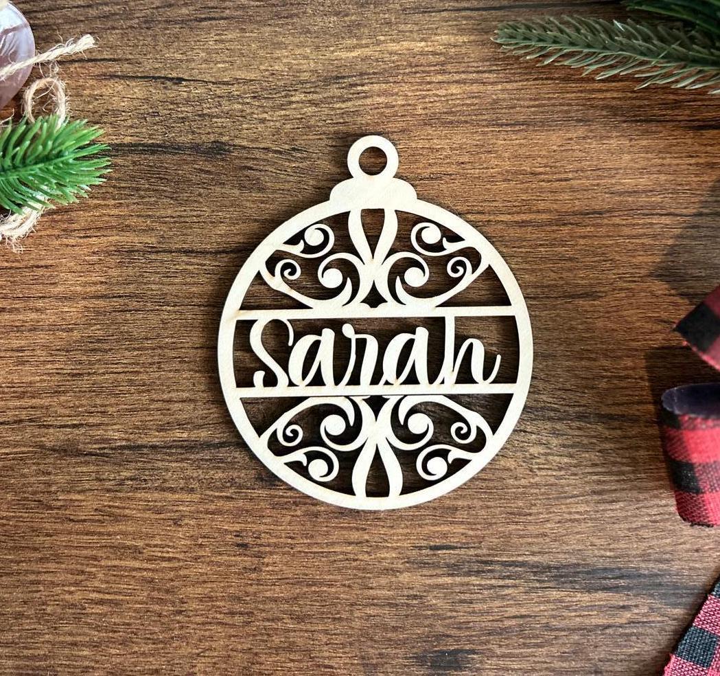 Custom Name Christmas Wood Ornament, Personalized Name Ornament, Deer Horned Ornament, Family Christmas Tree Decor, Christmas Gifts