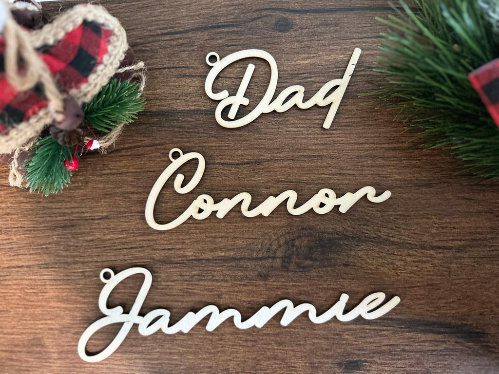 Custom Name Christmas Wood Ornament, Personalized Name Ornament, Deer Horned Ornament, Family Christmas Tree Decor, Christmas Gifts