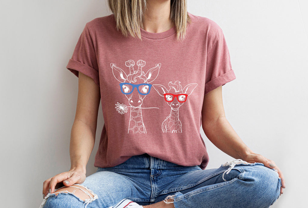 Mama And Baby Giraffe Sweatshirt, Cute Giraffe Family Shirts, Giraffes With Glasses Tee, Zoo Animals Hoodie, Gifts For Animal Lover
