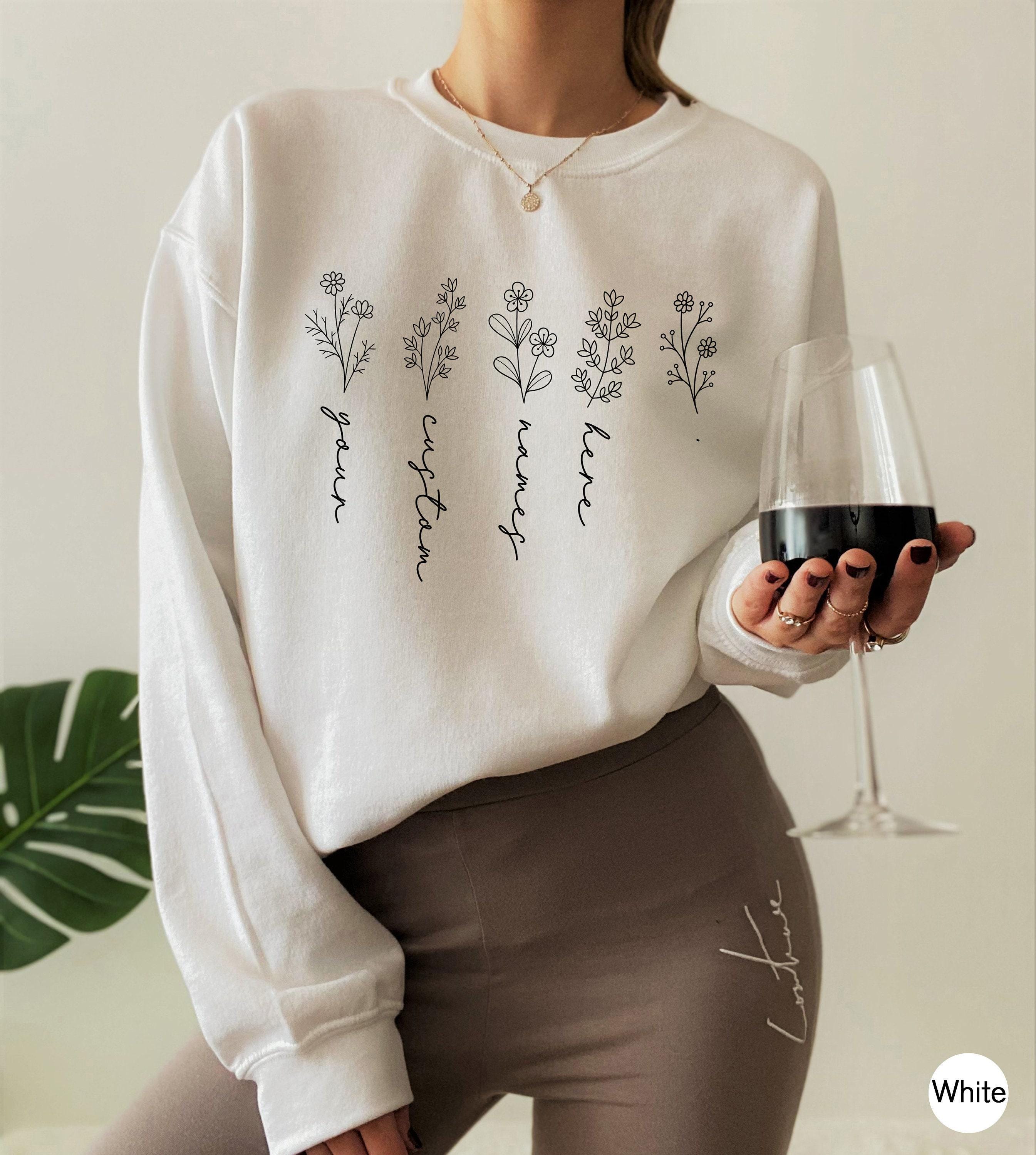 Custom Birth Month Birth Flower Sweatshirt, Mom's Shirt With Kids Names, Mama Flowers Garden Hoodie, Customized Mother D