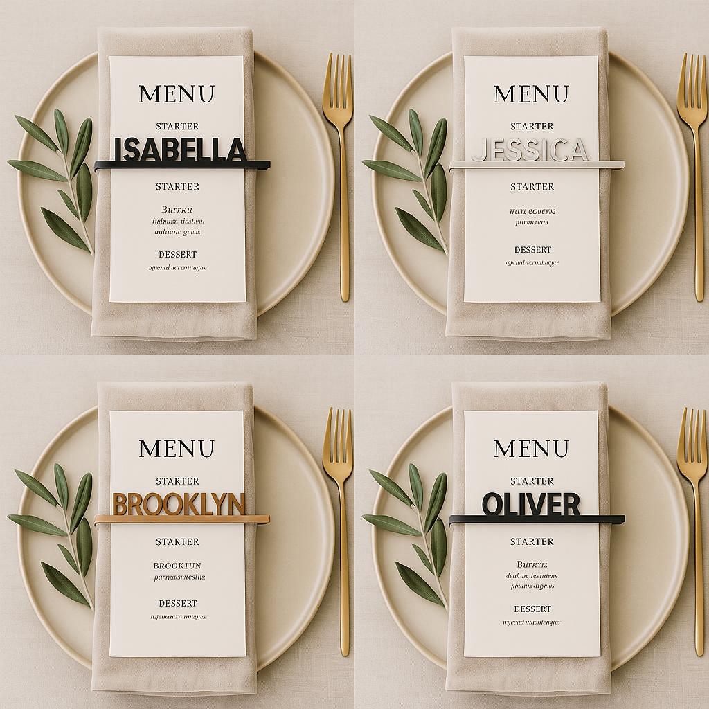 Custom Wood Napkin Name Tag, Wedding Napkin Name Tags, Personalized Napkin Rings, Customized Special Dinner Name Sign, Wood Name Plate Tag,