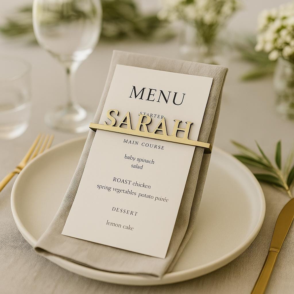 Custom Wood Napkin Name Tag, Wedding Napkin Name Tags, Personalized Napkin Rings, Customized Special Dinner Name Sign, Wood Name Plate Tag,