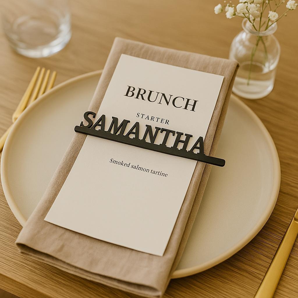 Custom Wood Napkin Name Tag, Wedding Napkin Name Tags, Personalized Napkin Rings, Customized Special Dinner Name Sign, Wood Name Plate Tag,