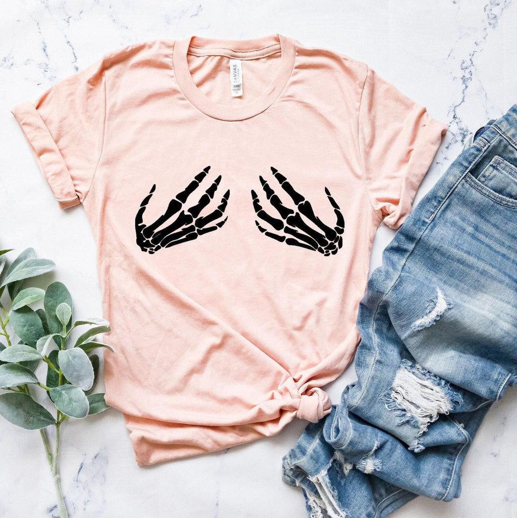 Skeleton Hand Sweatshirt, Hand Bra Shirt, Skeleton Boob Hand Hoodie, Halloween T shirt, Halloween Party Tshirt, Women Boobs Fall Tee