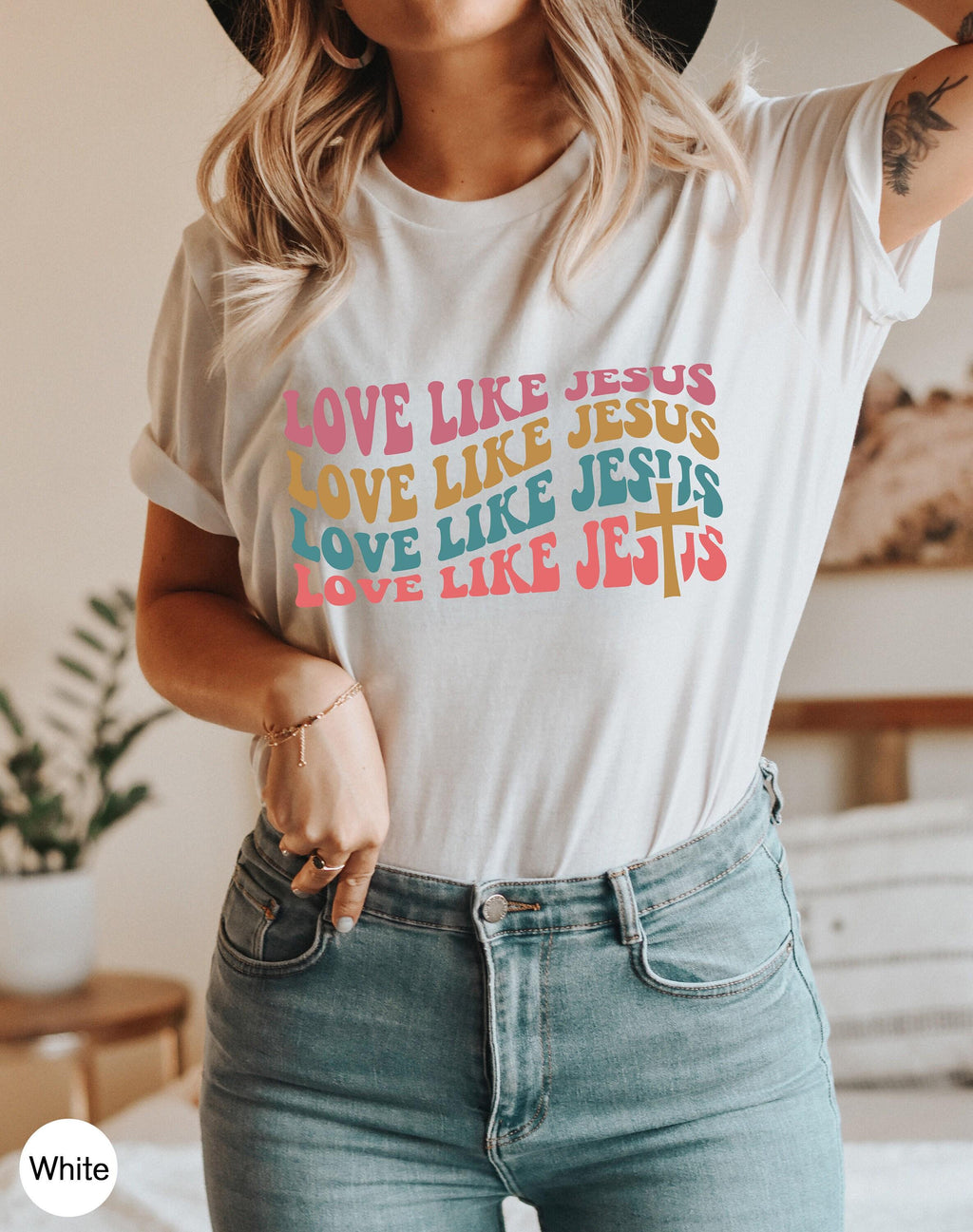 Love Like Jesus Shirt, Aesthetic Christian Sweatshirt, Women's Religious Shirt, Faith Tshirt, Christian Gifts For Her, Catholic Gifts