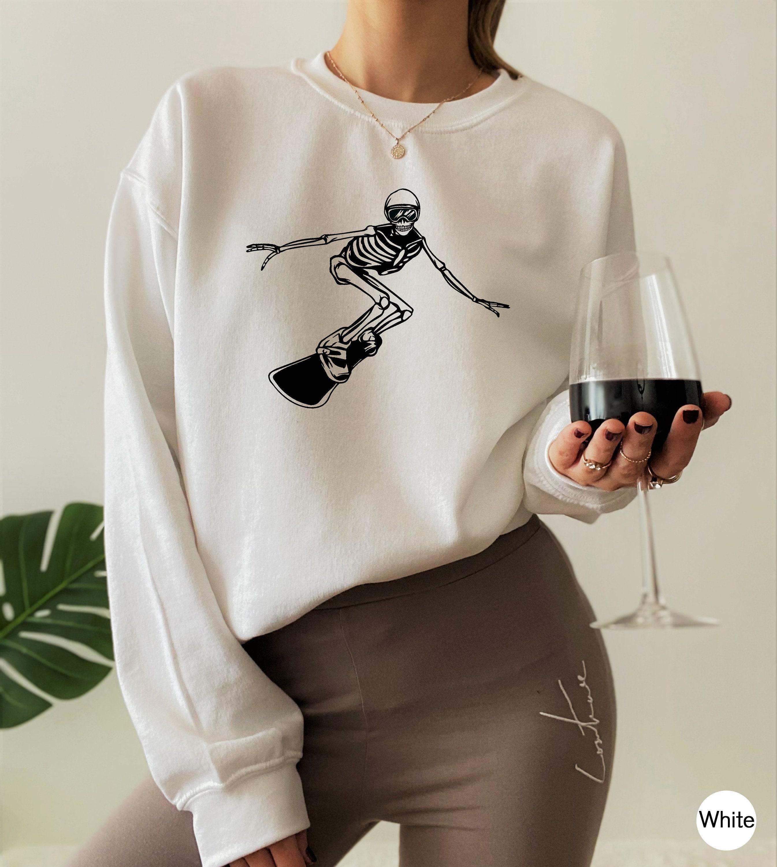 Snowboarding Skeleton Shirts, Women's Snowboard Shirts, Funny Snowboarder Gifts, Snowboard Trip Shirts, Men's Skeleton Sports Shirts