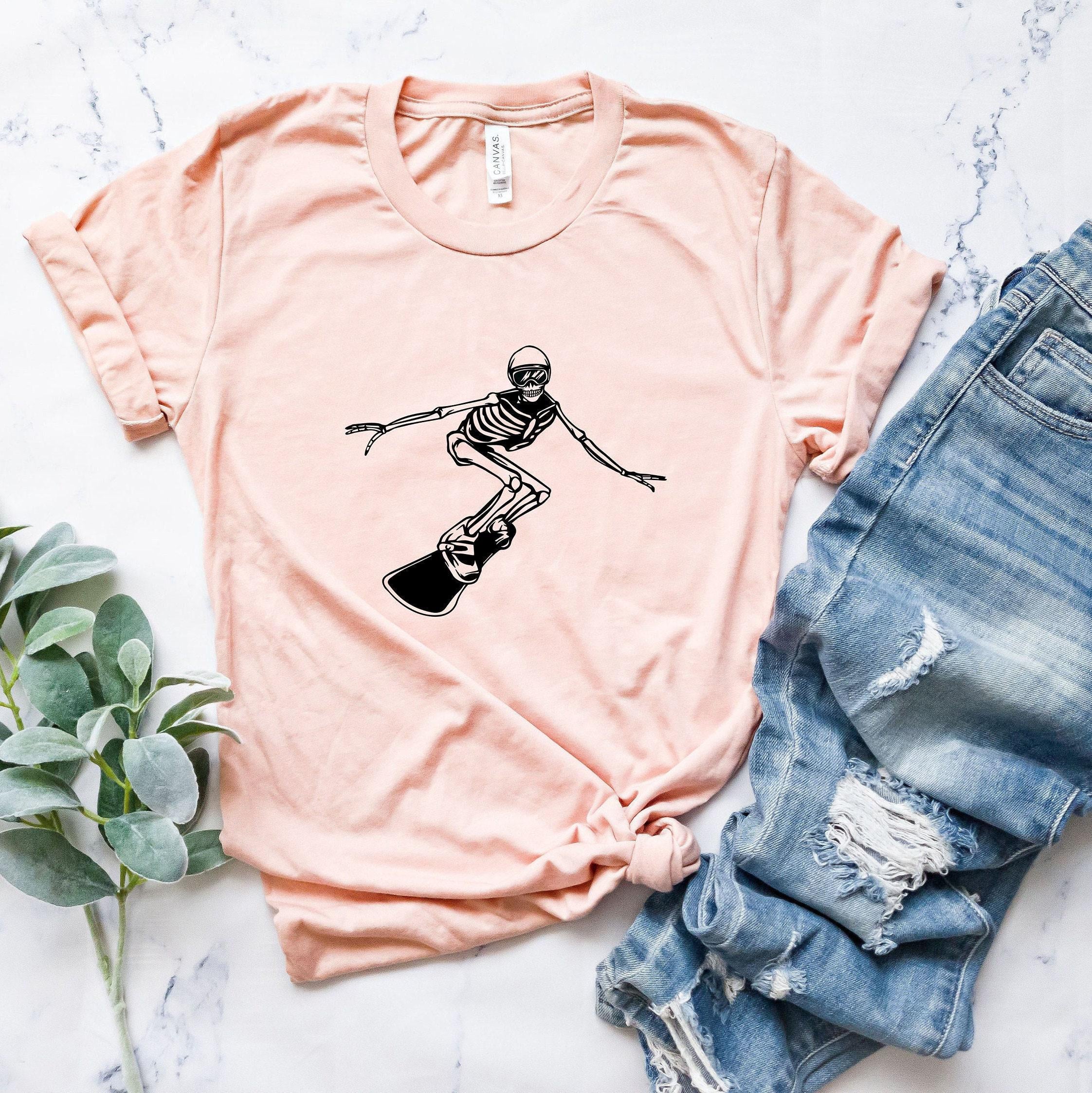 Snowboarding Skeleton Shirts, Women's Snowboard Shirts, Funny Snowboarder Gifts, Snowboard Trip Shirts, Men's Skeleton Sports Shirts