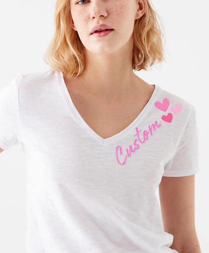 Custom Women V-Neck Shirt, Customized V- Neck Tee, Personalized V Neck, Custom Logo Tee, Customizable V Neck Shirt With Text or Photo Shirt