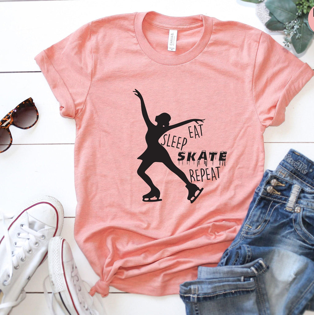 Funny Ice Skating Sweatshirt, Women's Figure Skating Shirt, Eat Sleep Skate Repeat Hoodie, Cute Ice Skating Gifts, Skating Graphic Tee