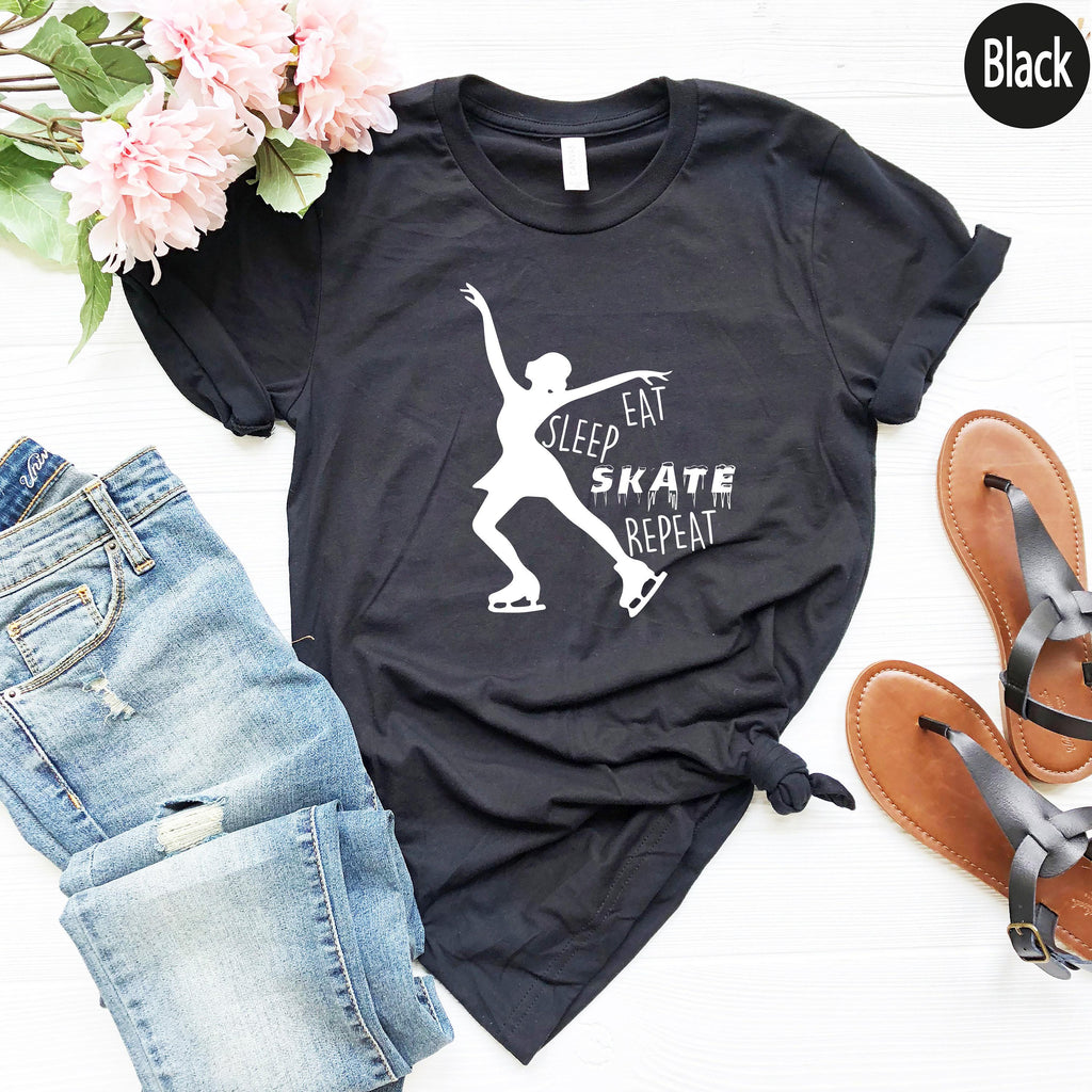 Funny Ice Skating Sweatshirt, Women's Figure Skating Shirt, Eat Sleep Skate Repeat Hoodie, Cute Ice Skating Gifts, Skating Graphic Tee