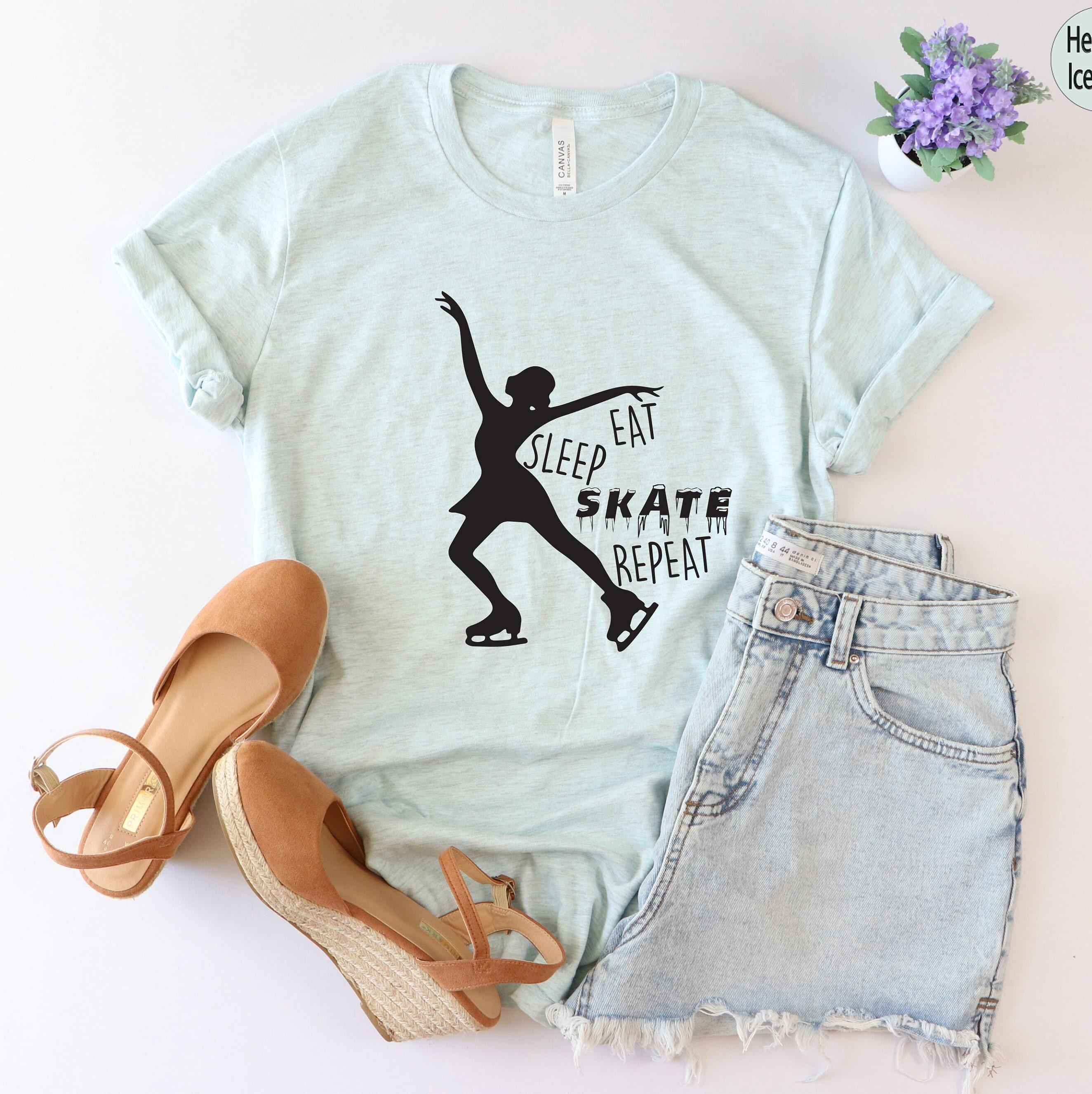 Funny Ice Skating Sweatshirt, Women's Figure Skating Shirt, Eat Sleep Skate Repeat Hoodie, Cute Ice Skating Gifts, Skating Graphic Tee