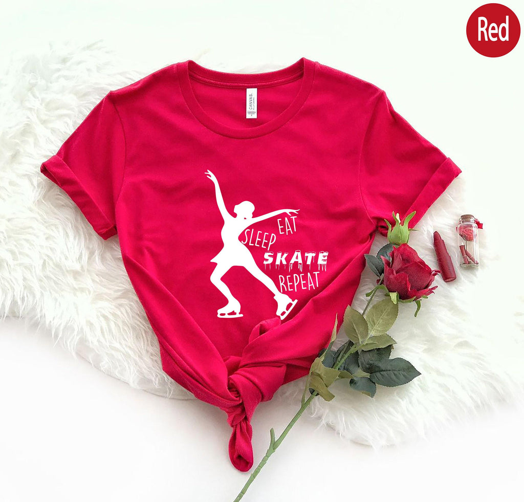 Funny Ice Skating Sweatshirt, Women's Figure Skating Shirt, Eat Sleep Skate Repeat Hoodie, Cute Ice Skating Gifts, Skating Graphic Tee