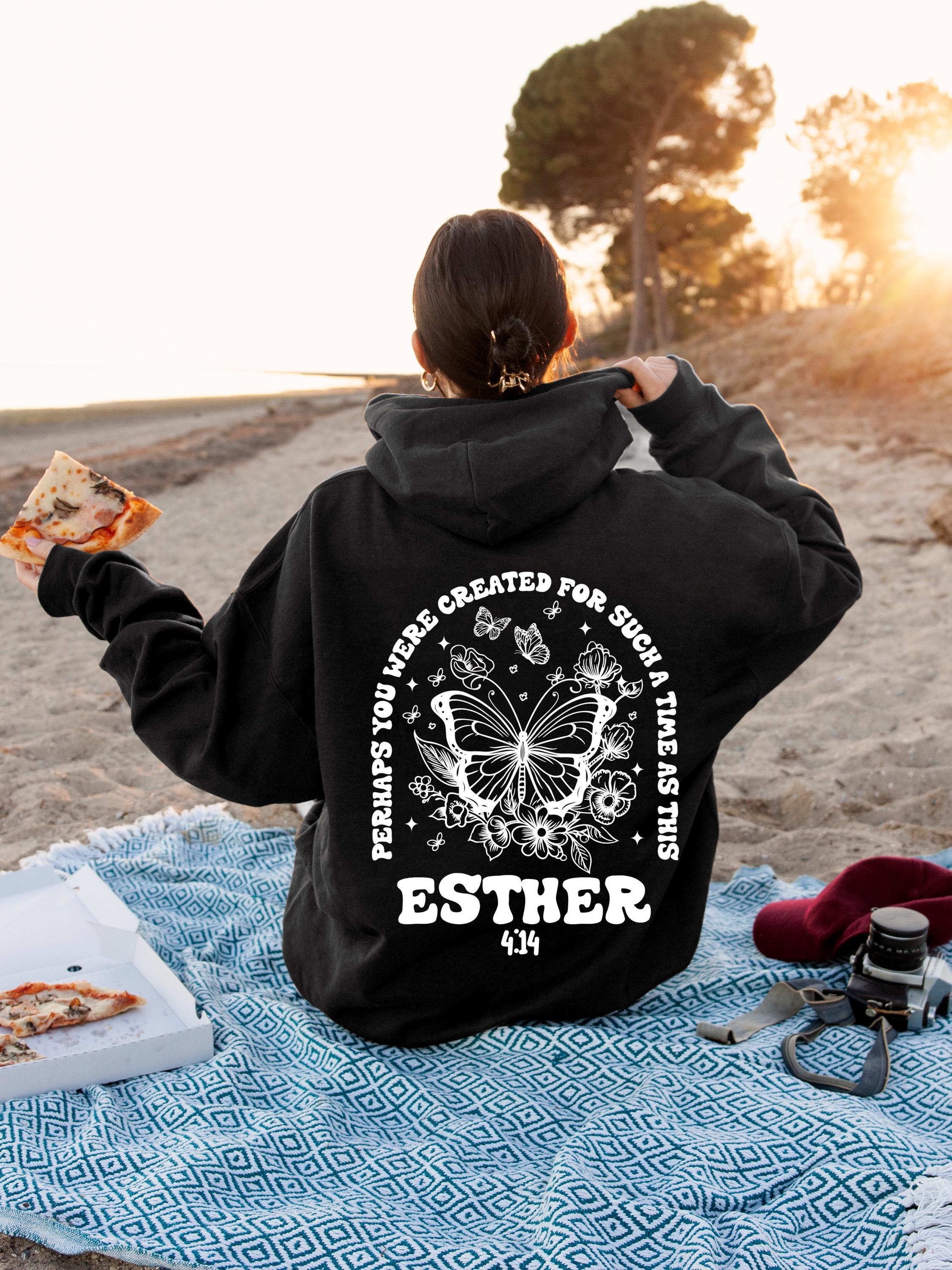 Perhaps You Were Created For Such A Time As This Hoodie | Esther 4:14 T-Shirt, Christian Gift, Christian Mom Shirt, Flower Bible Verse