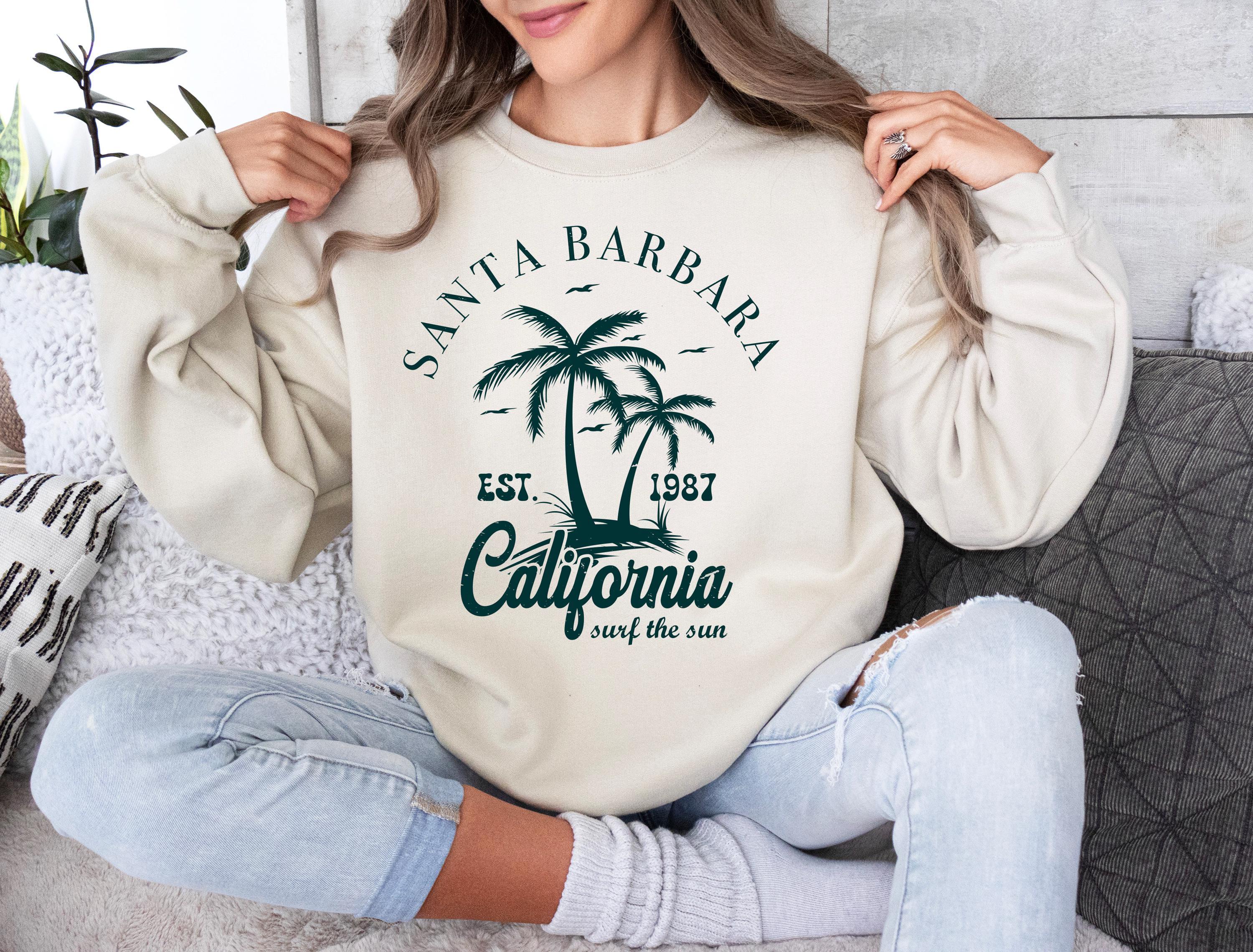 Santa Barbara Est 1987 California Sweatshirt | Hometown Shirts For Woman, Palm Tree Shirt, Ocean Lover Shirt, Summer Bea