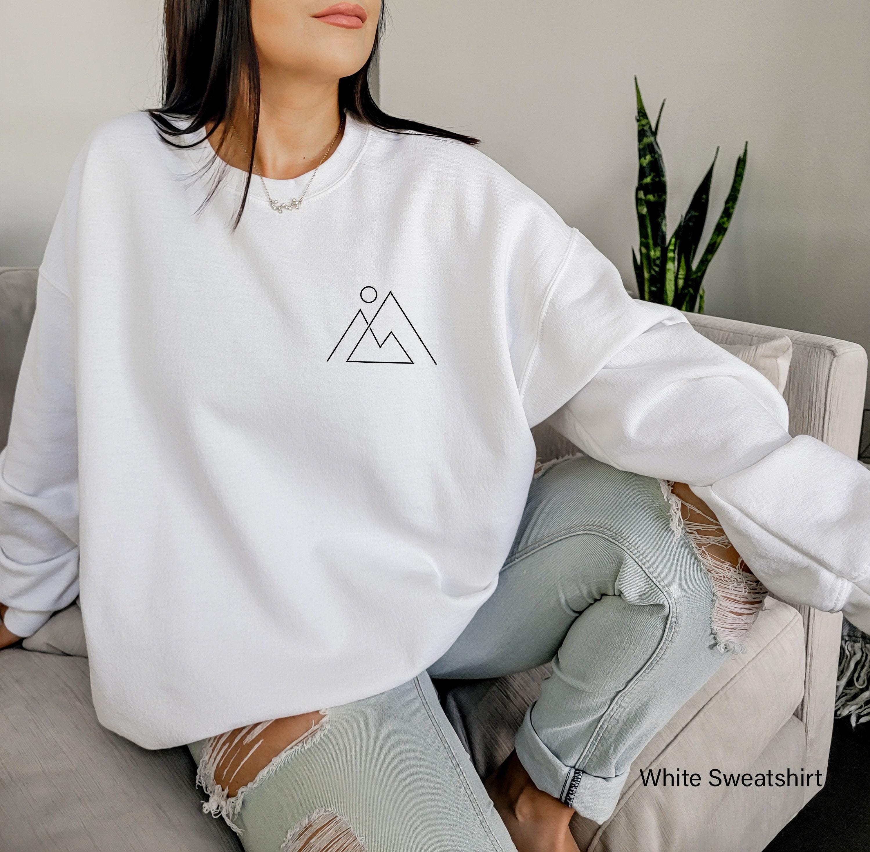 Mountains Sweatshirt | Minimalist Line Art Shirt, Nature Lover Gifts, Cute Hiker Gifts, Camper Gifts, Trendy Hiking Hood