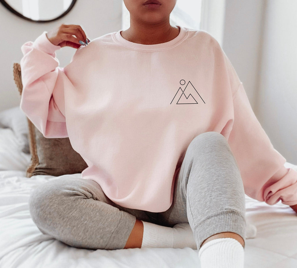 Mountains Sweatshirt | Minimalist Line Art Shirt, Nature Lover Gifts, Cute Hiker Gifts, Camper Gifts, Trendy Hiking Hoodie, Camping Hoodie