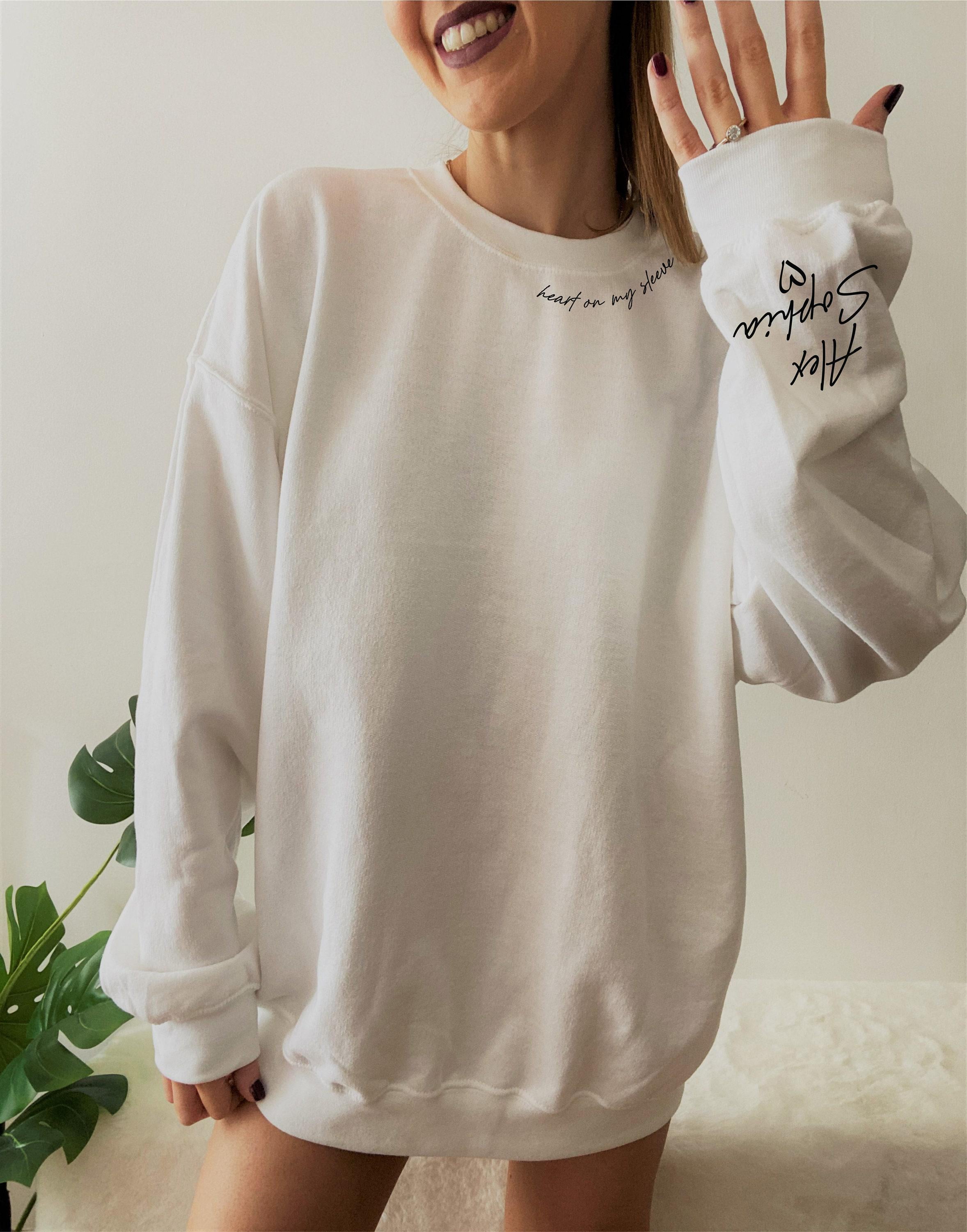 Custom Mom Shirt With Kids Names | I Wear My Heart On My Sleeve Hoodie, Moms Birthday Gifts, Mothers Day Gifts, Baby Sho