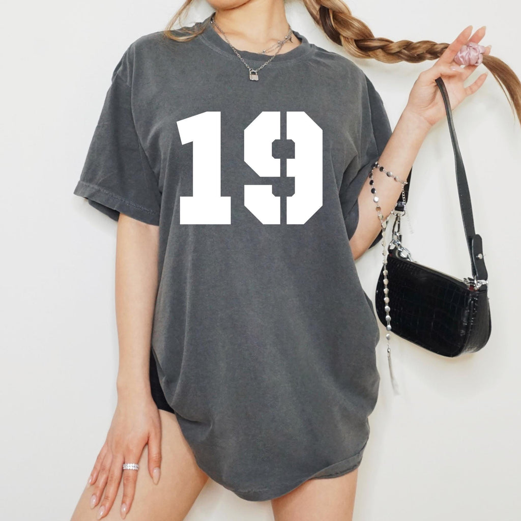 Comfort Colors Custom Number Boxy Tee | Personalized Your Number Shirt, Team Mascot Shirt, Jersey Number Tshirt, Team Spirit Shirt