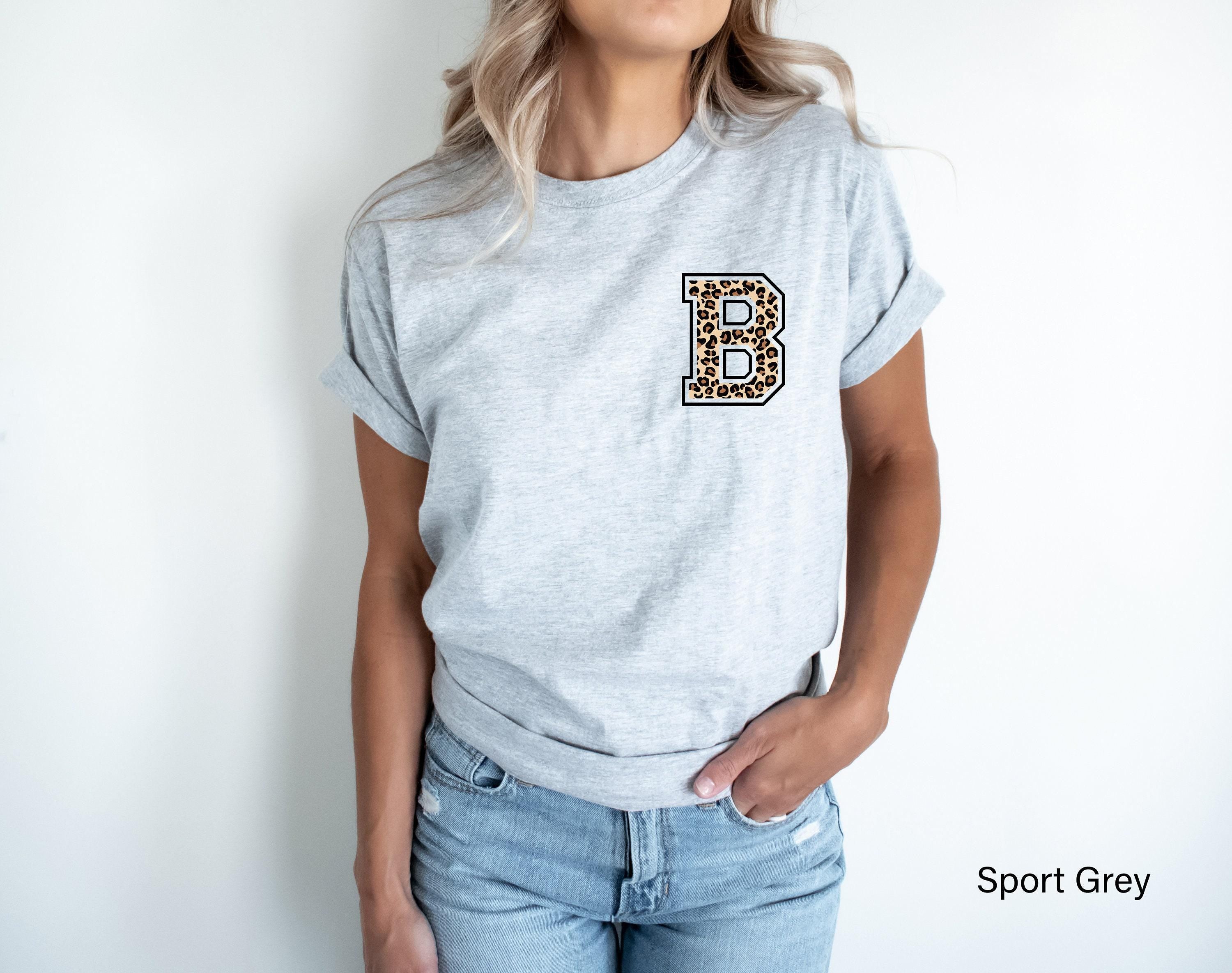 Custom Letter Shirt | Personalized Gift For Her, Gifts For Friends, Custom Gifts For Her, Cheetah Print Top, Custom Alphabet Tee, Leopard