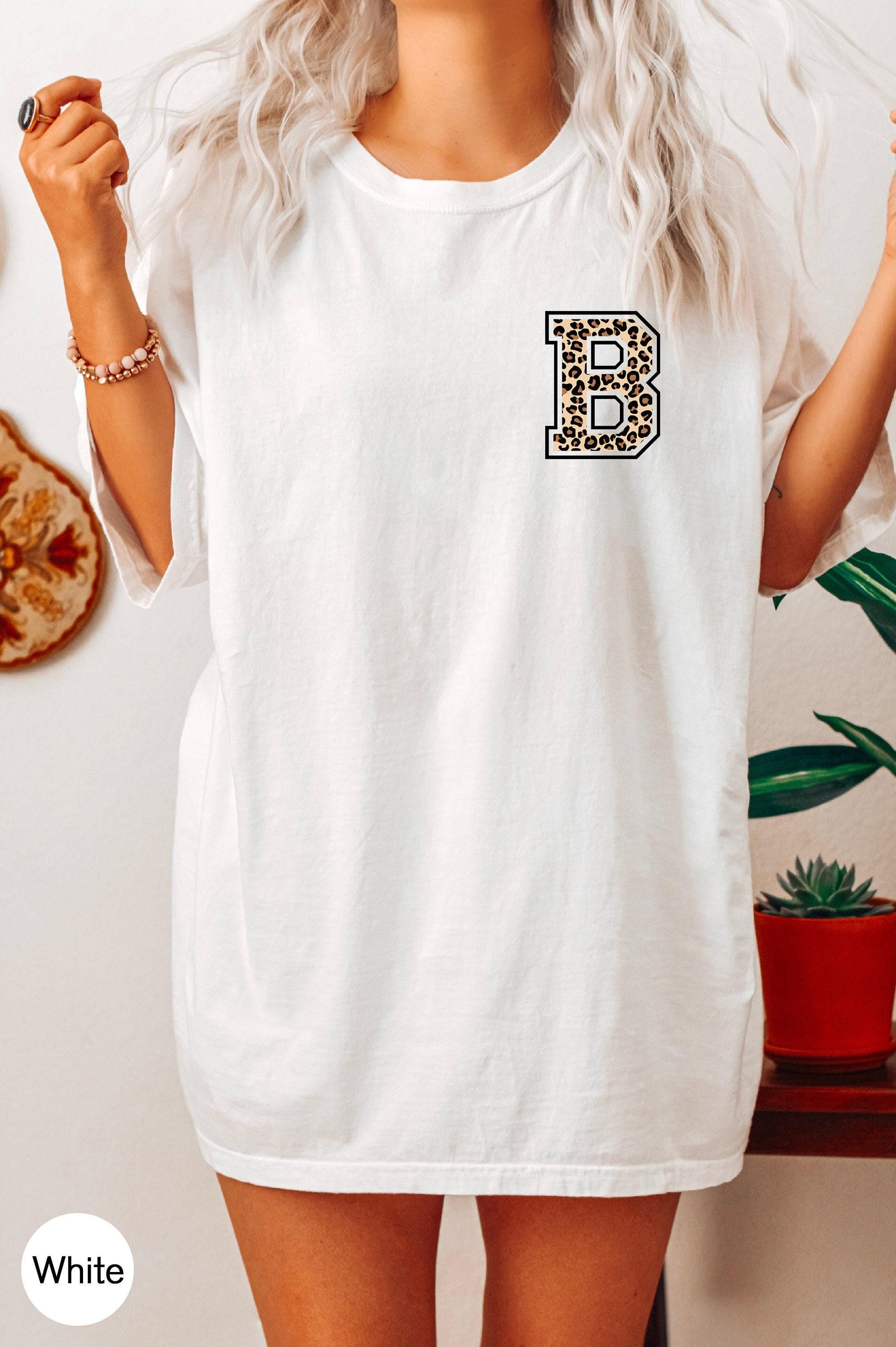 Custom Letter Shirt | Personalized Gift For Her, Gifts For Friends, Custom Gifts For Her, Cheetah Print Top, Custom Alphabet Tee, Leopard