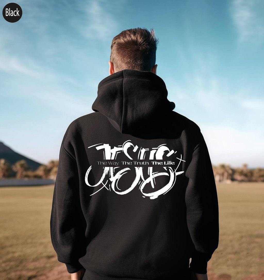 Jesus Hoodie For Christian Men | The Truth The Life Sweatshirt, Mens Ministry, Mens Christian Shirt, Men Religious Shirt, Faith Hoodies