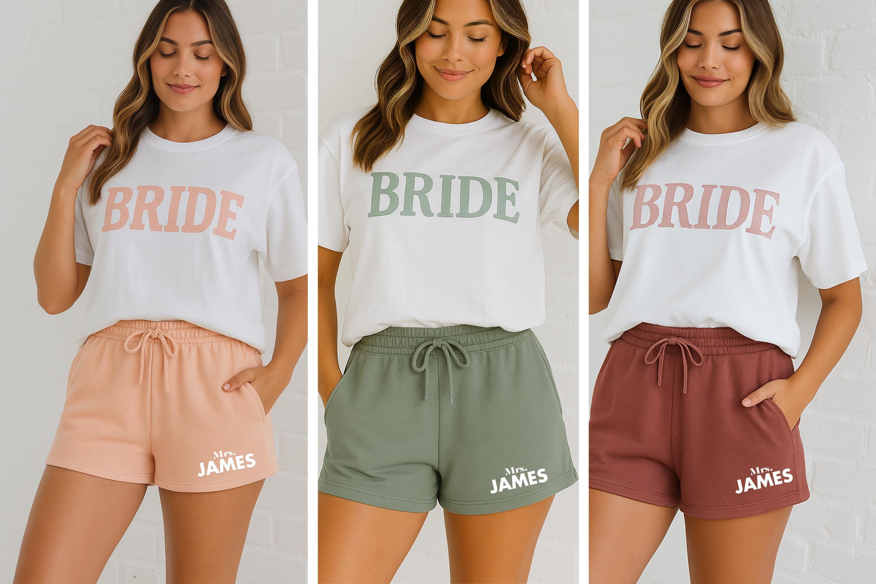 Custom Bride and Groom Matching Set | Personalized Mr. & Mrs. Shorts and Shirts, Mrs Name Gift, Newly Wed Gift, Mr And Mrs Shirt, Sweatshirt