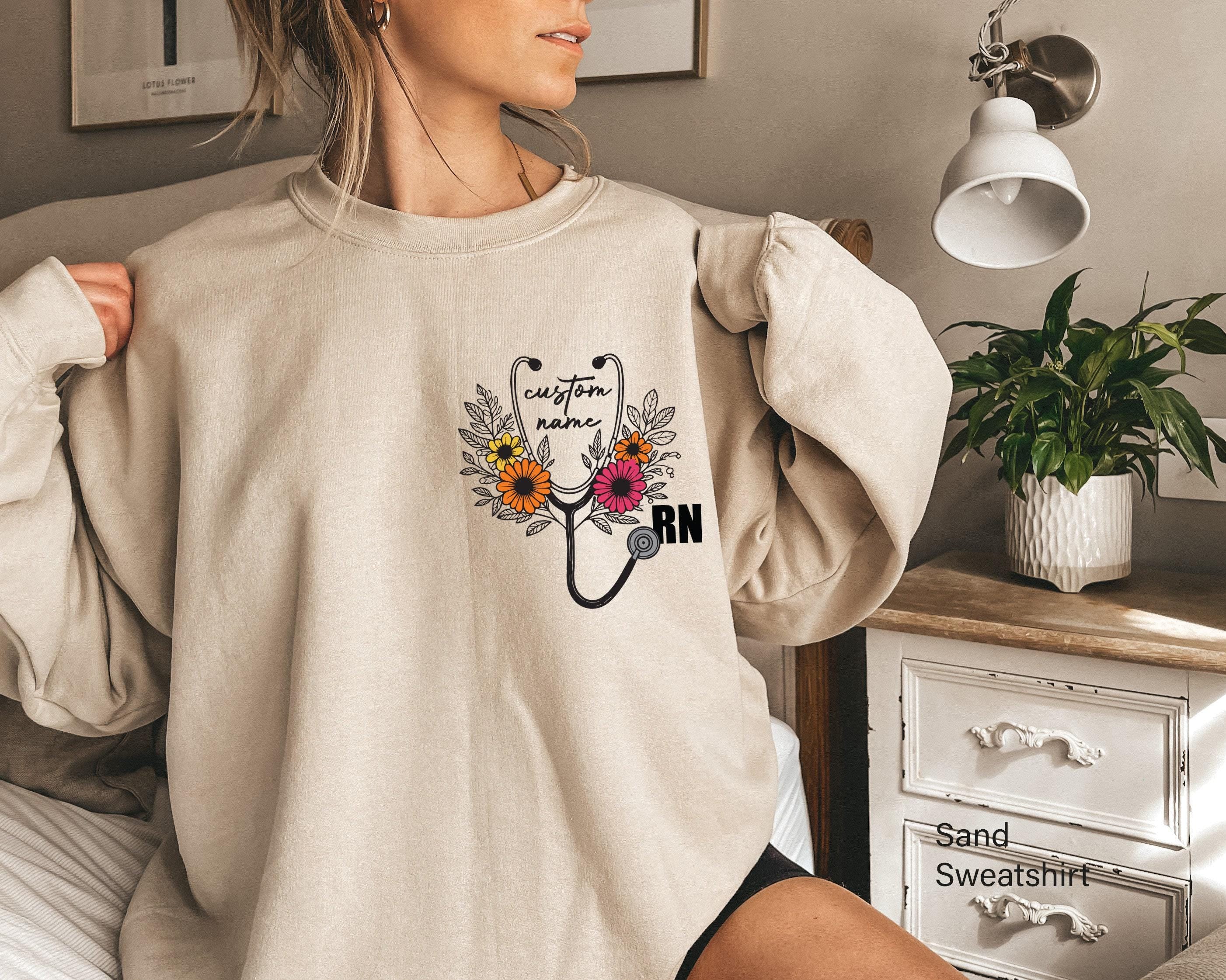 Custom RN Sweatshirt | Personalized Registered Nurse Hoodie, Customized Med Gift, New Nurse Gift, Nursing Student Tee, N