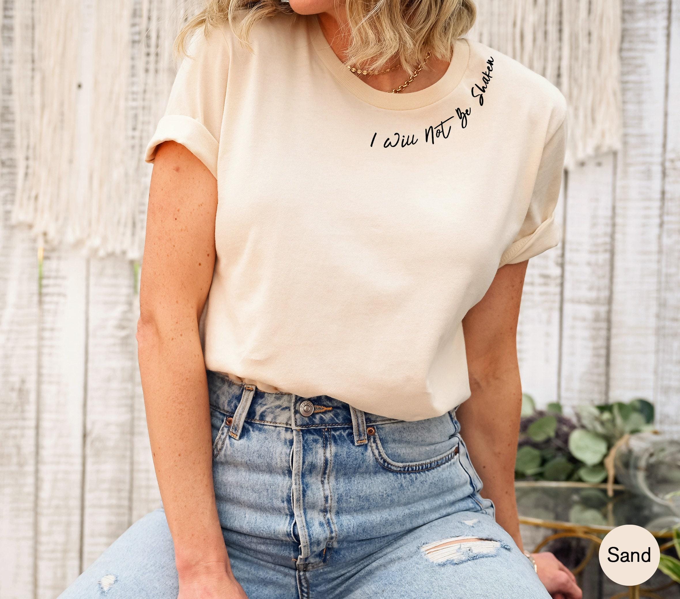 Minimalist Christian Sweatshirt | I Will Not Be Shaken Shirt, Prayer Gifts For Her, Catholic Gifts, Spiritual Gifts, Scripture Quotes Tee