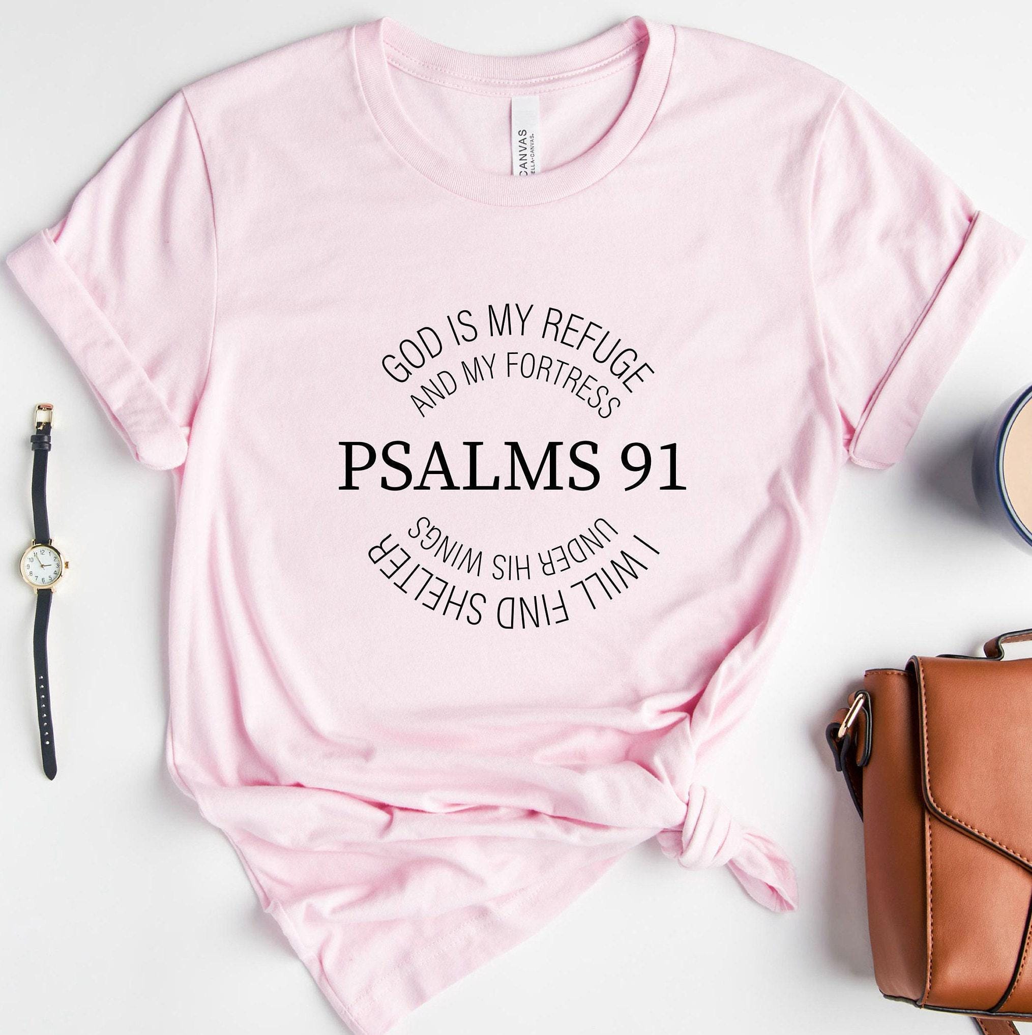 PSALM 91 Sweatshirt | Cross T shirt, God Is My Refuge, Under His Wings, Bible Verse Shirt, Christian Sweater, Faith Apparel, Christian Shirt