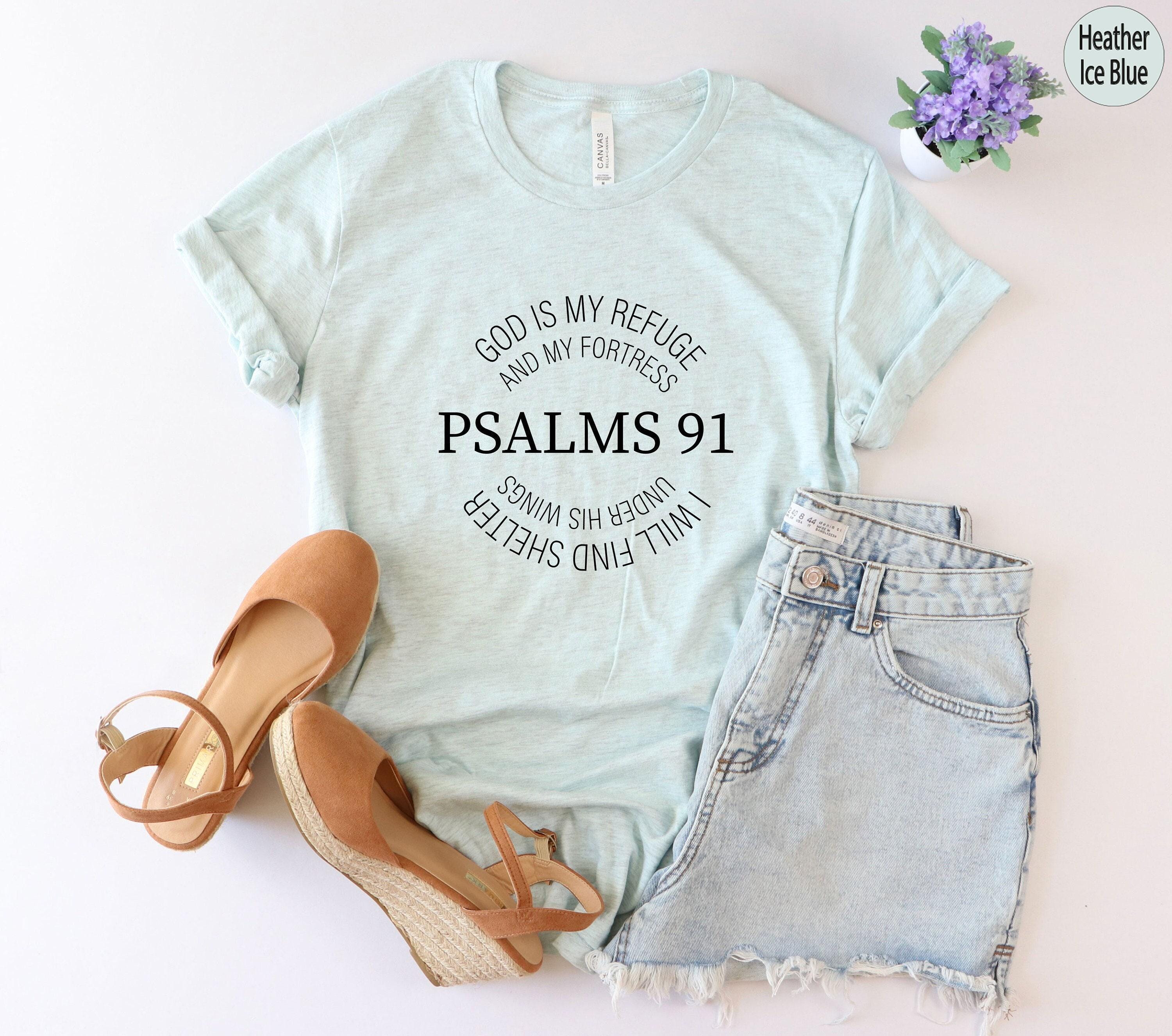 PSALM 91 Sweatshirt | Cross T shirt, God Is My Refuge, Under His Wings, Bible Verse Shirt, Christian Sweater, Faith Apparel, Christian Shirt