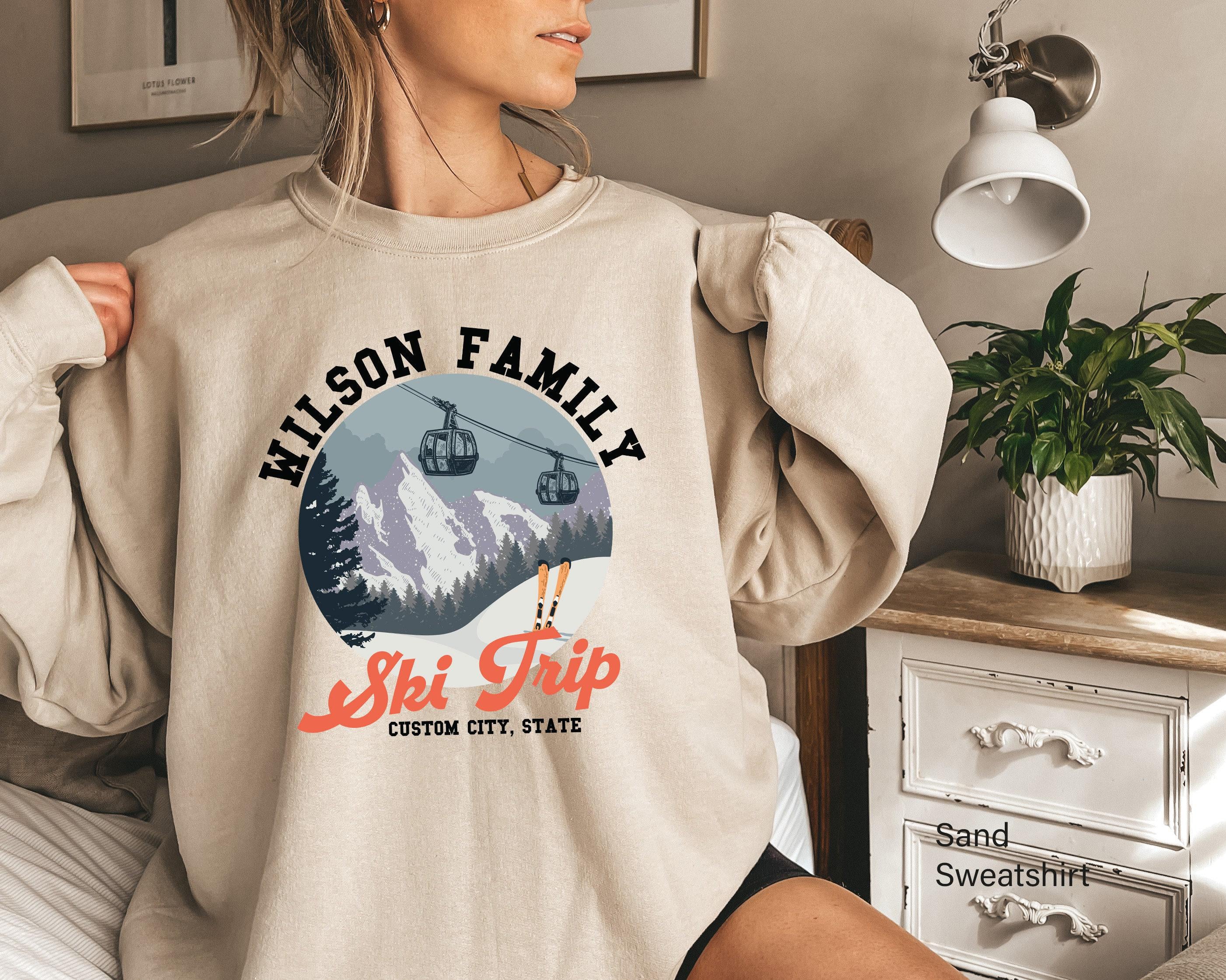 Custom Ski Trip Sweatshirt, Family Vacation Hoodie, Winter Season Shirt For Women, Forest Themed Tee, Gift For Sportive 