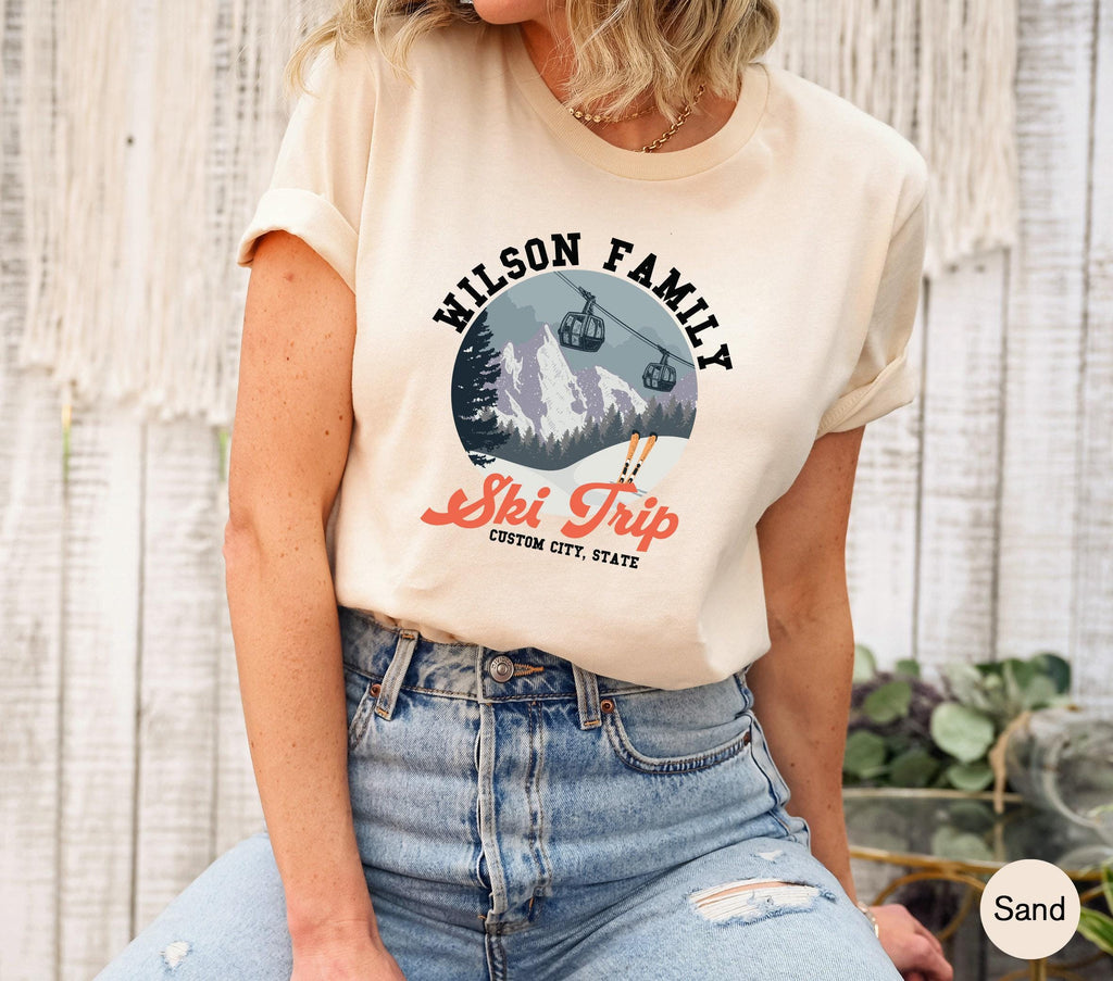 Custom Ski Trip Sweatshirt, Family Vacation Hoodie, Winter Season Shirt For Women, Forest Themed Tee, Gift For Sportive Women