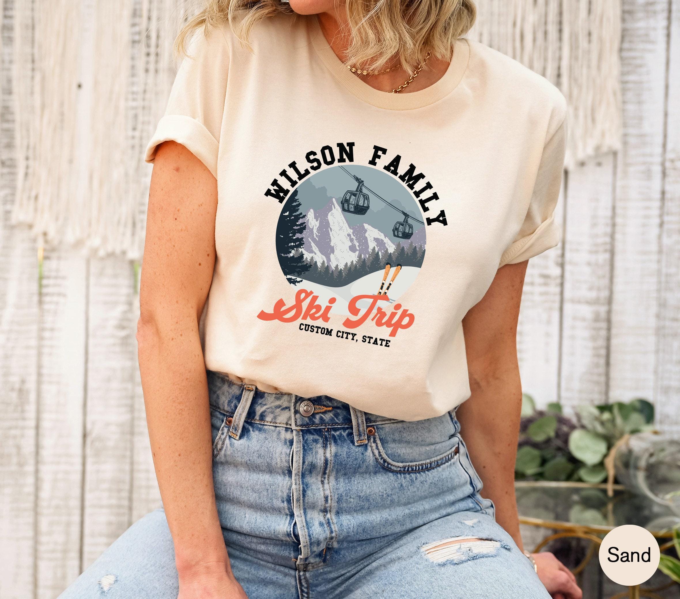 Custom Ski Trip Sweatshirt, Family Vacation Hoodie, Winter Season Shirt For Women, Forest Themed Tee, Gift For Sportive 