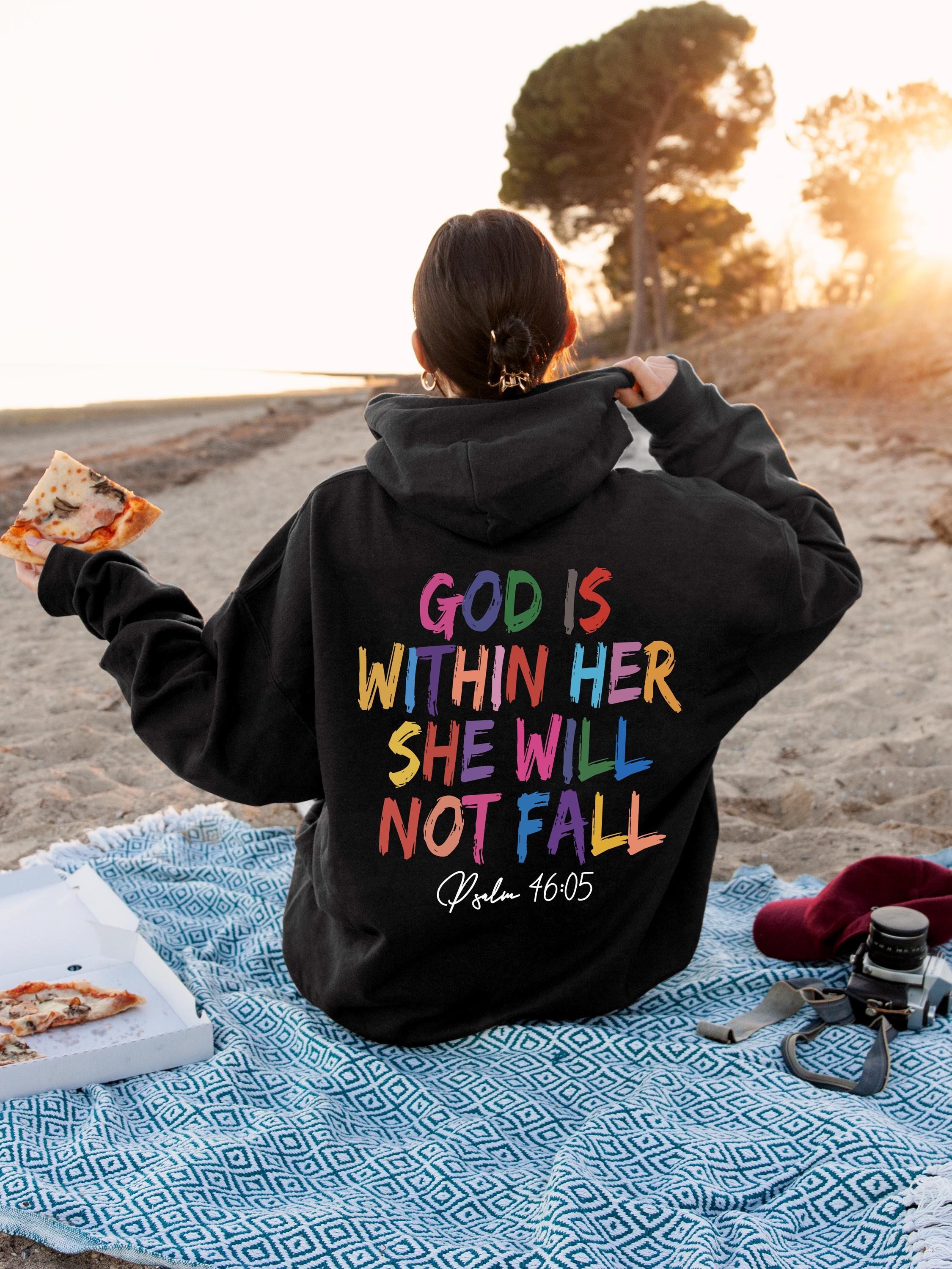 God Is Within Her She Will Not Fall Hoodie | Psalm 46:05 Sweatshirt For Women, Church Group T-Shirt, Faith Based Apparel, Bible Verse Shirt