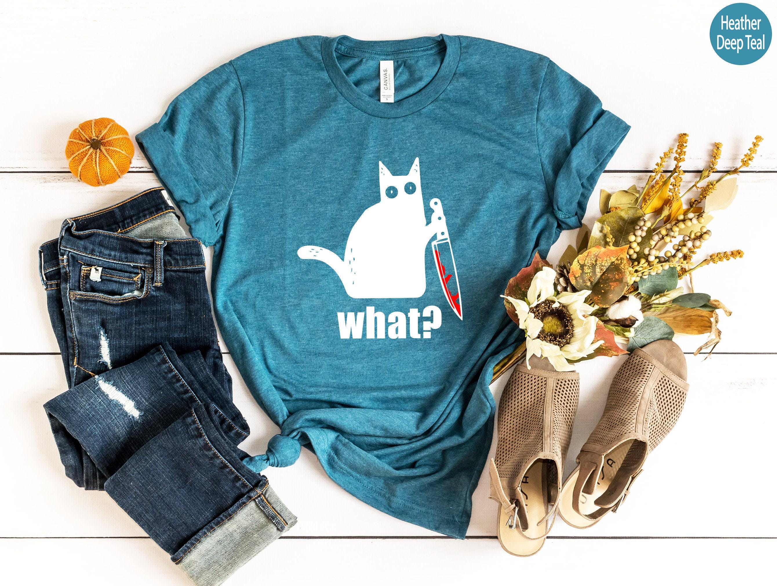 What Cat Sweatshirt, Cat With Knife Shirt, Black Cat Hoodie, Killer Cat Tshirt, Funny Cat Shirt, Cat Lover Gifts For Wom