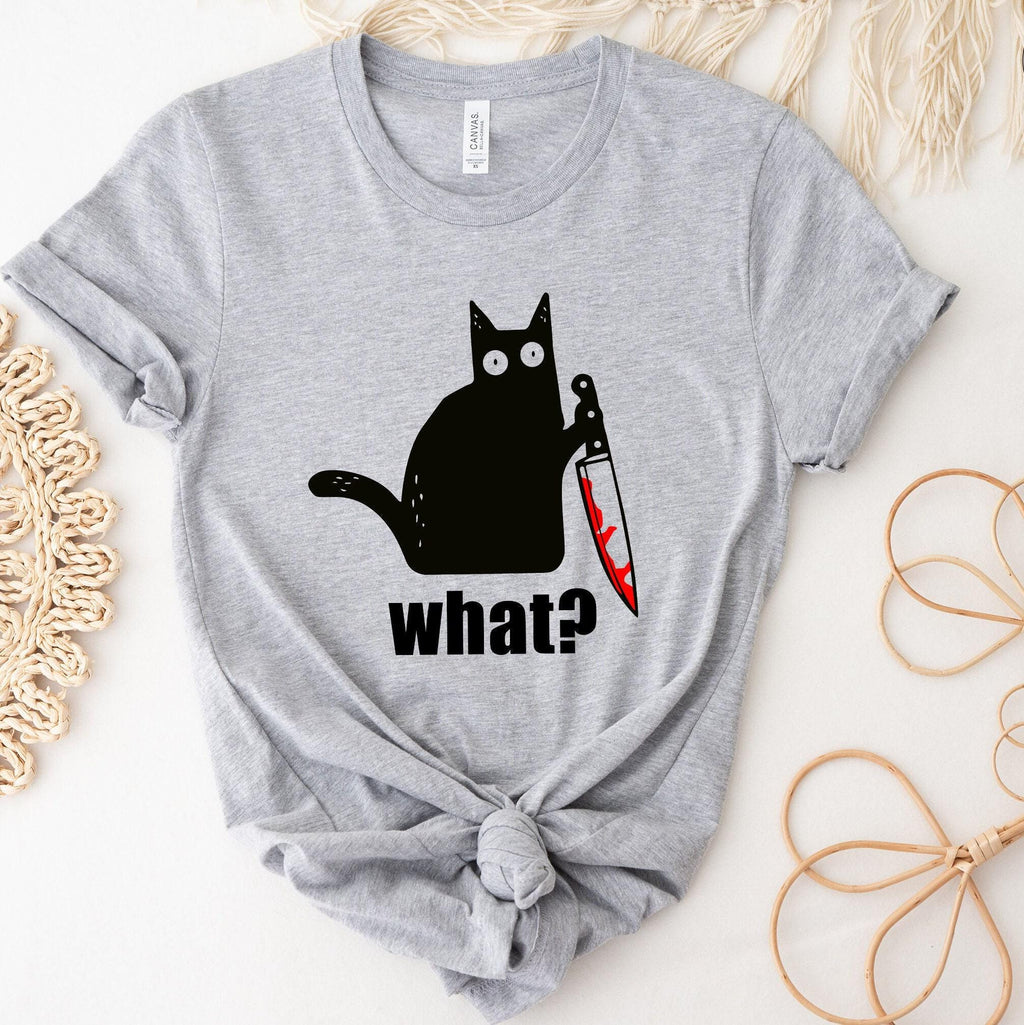 What Cat Sweatshirt, Cat With Knife Shirt, Black Cat Hoodie, Killer Cat Tshirt, Funny Cat Shirt, Cat Lover Gifts For Women, Funny Tee